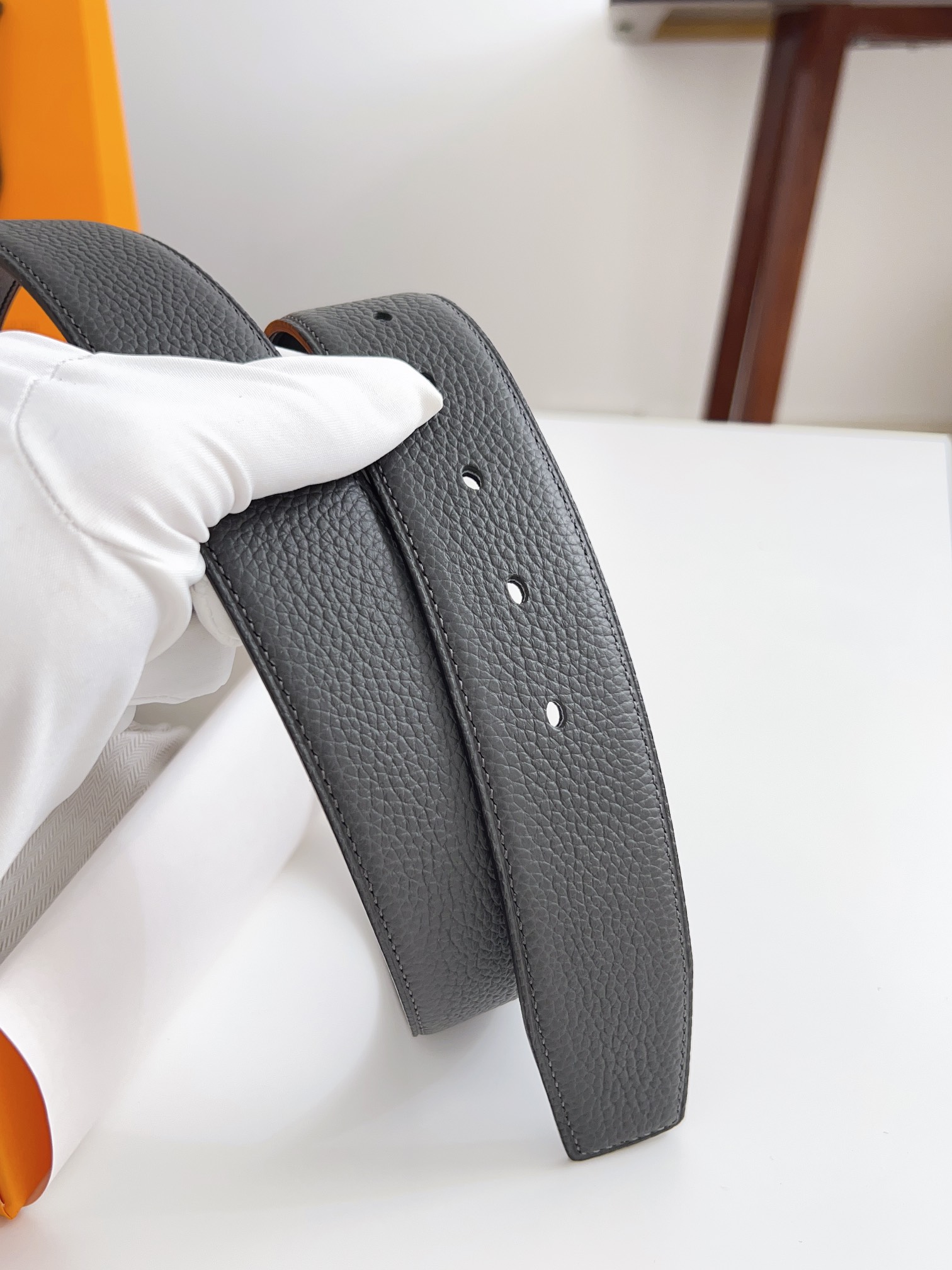 Hermès Male Basic Belt Cow Leather Black 125cm-m