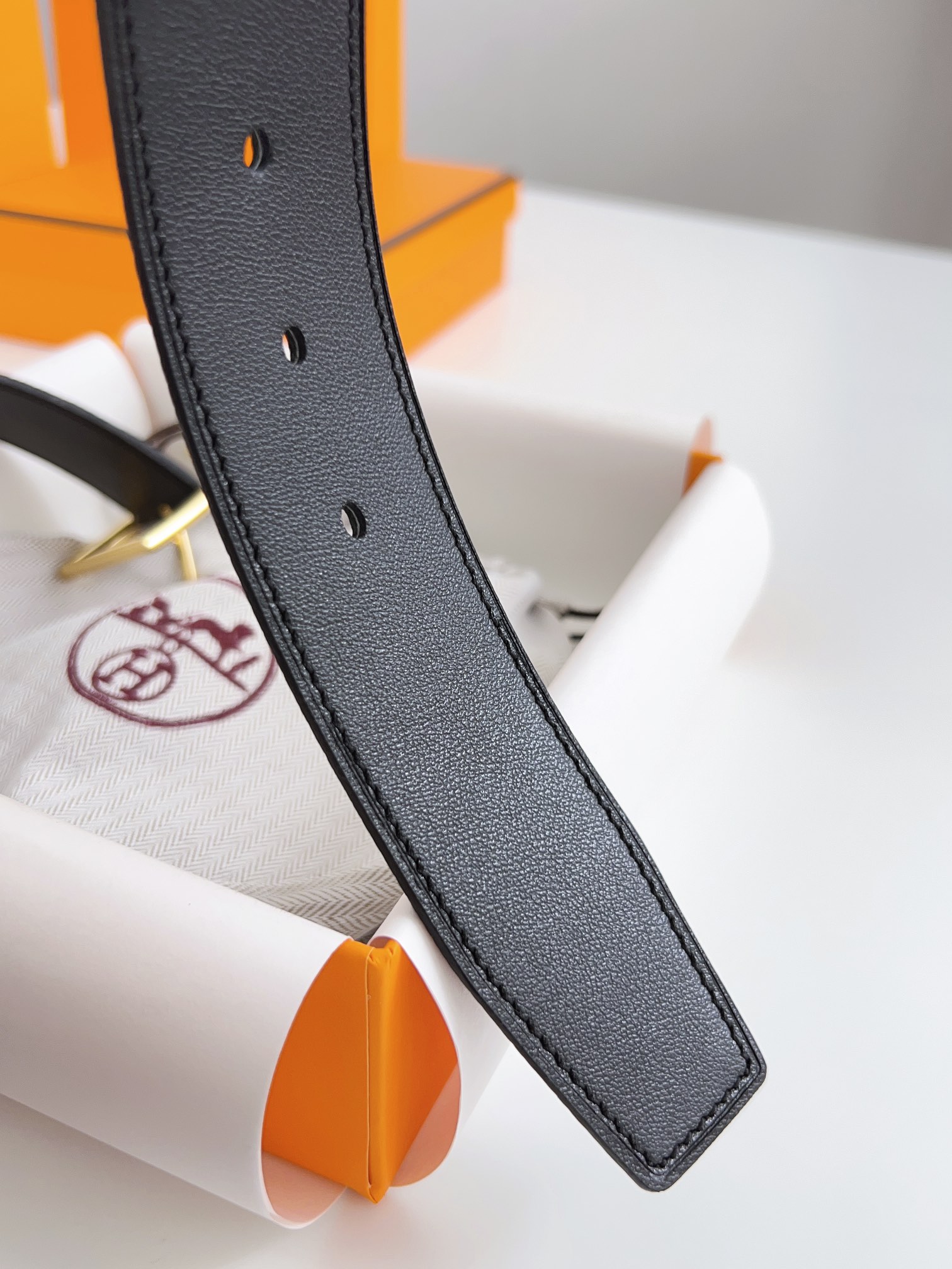 Hermès Male Basic Belt Cow Leather Black 125cm-m