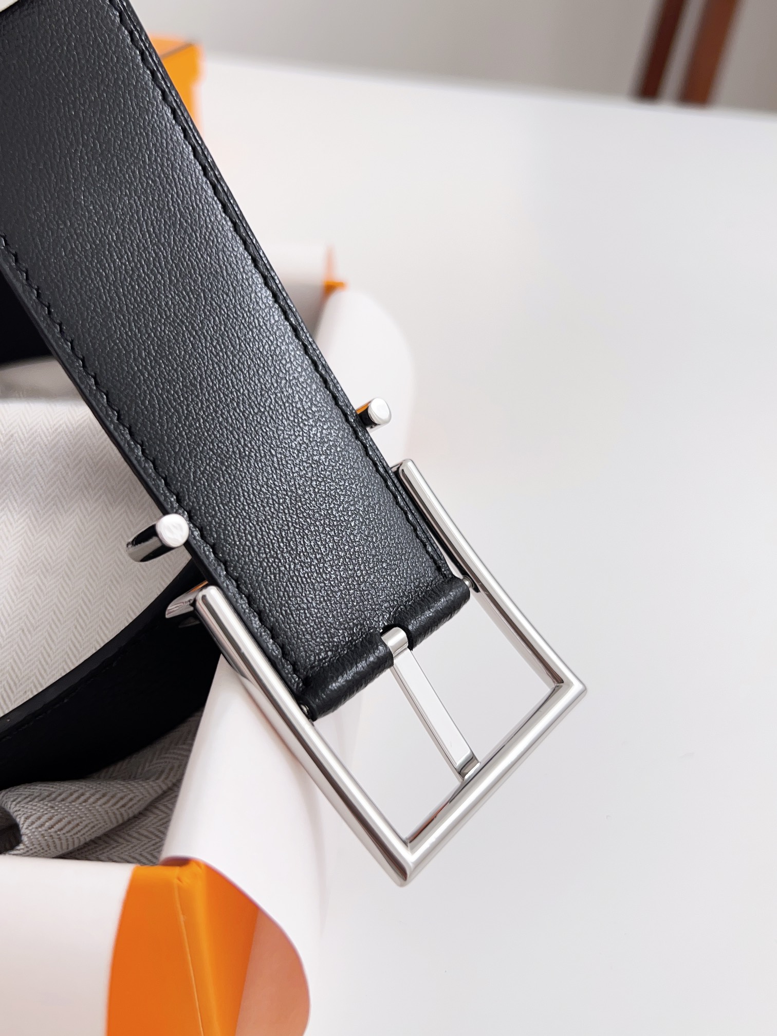 Hermès Male Basic Belt Cow Leather Black 125cm-m
