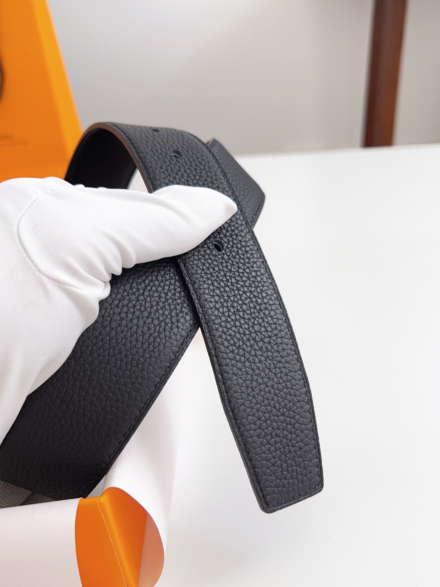 Hermès Male Basic Belt Cow Leather Black 125cm-m