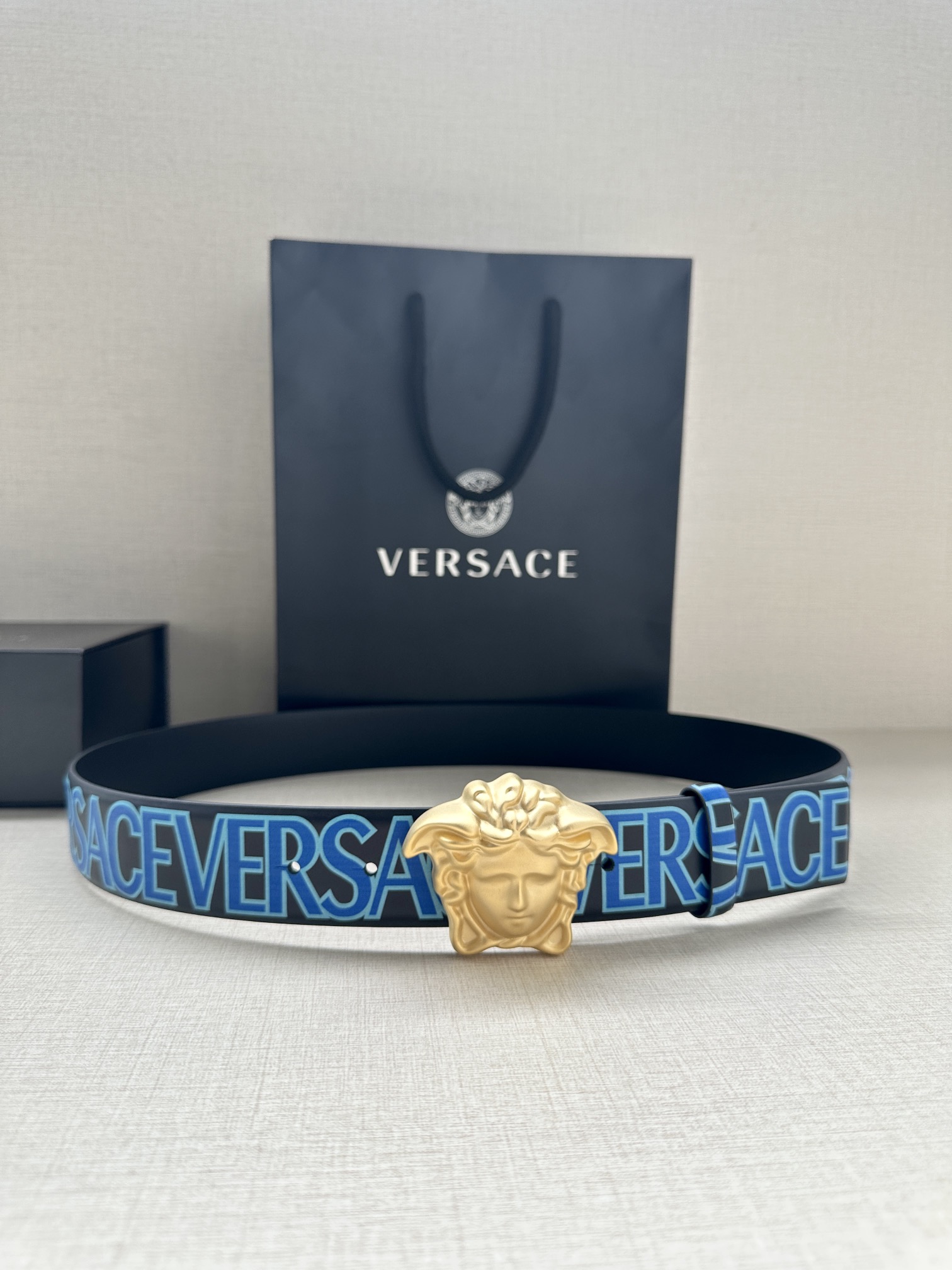Versace Basic Belt Cow Leather Black S-m