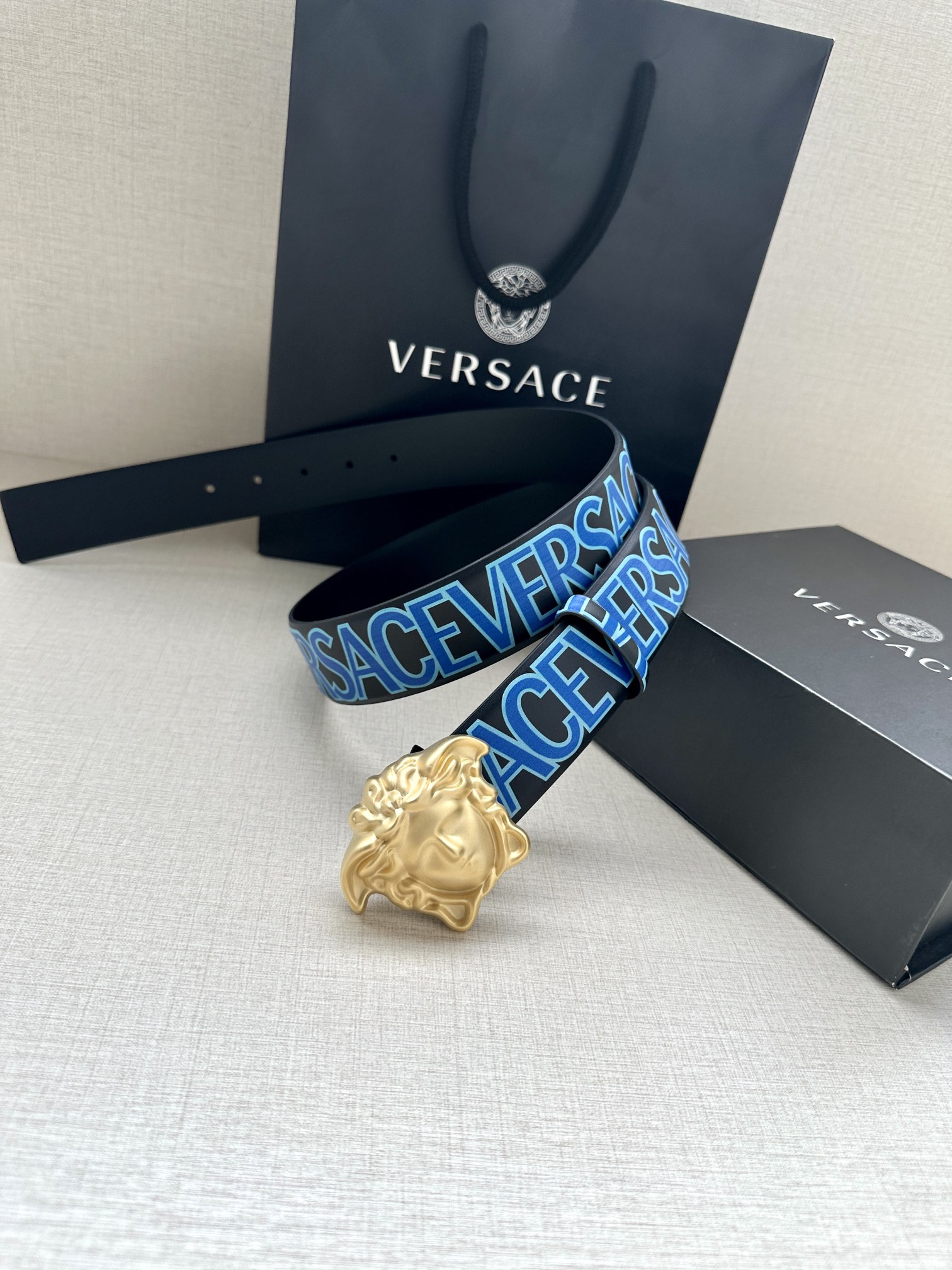 Versace Basic Belt Cow Leather Black S-m