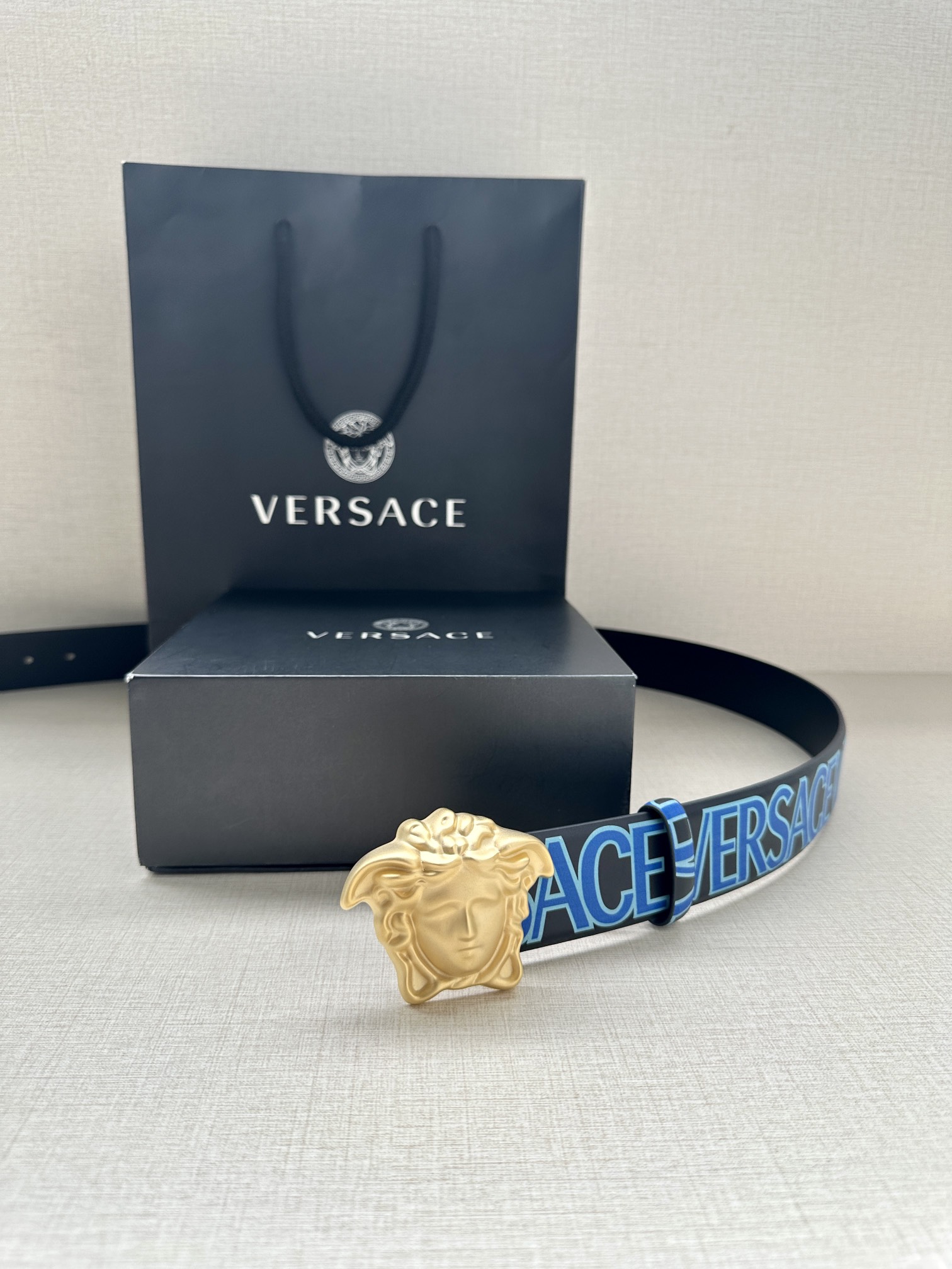 Versace Basic Belt Cow Leather Black S-m