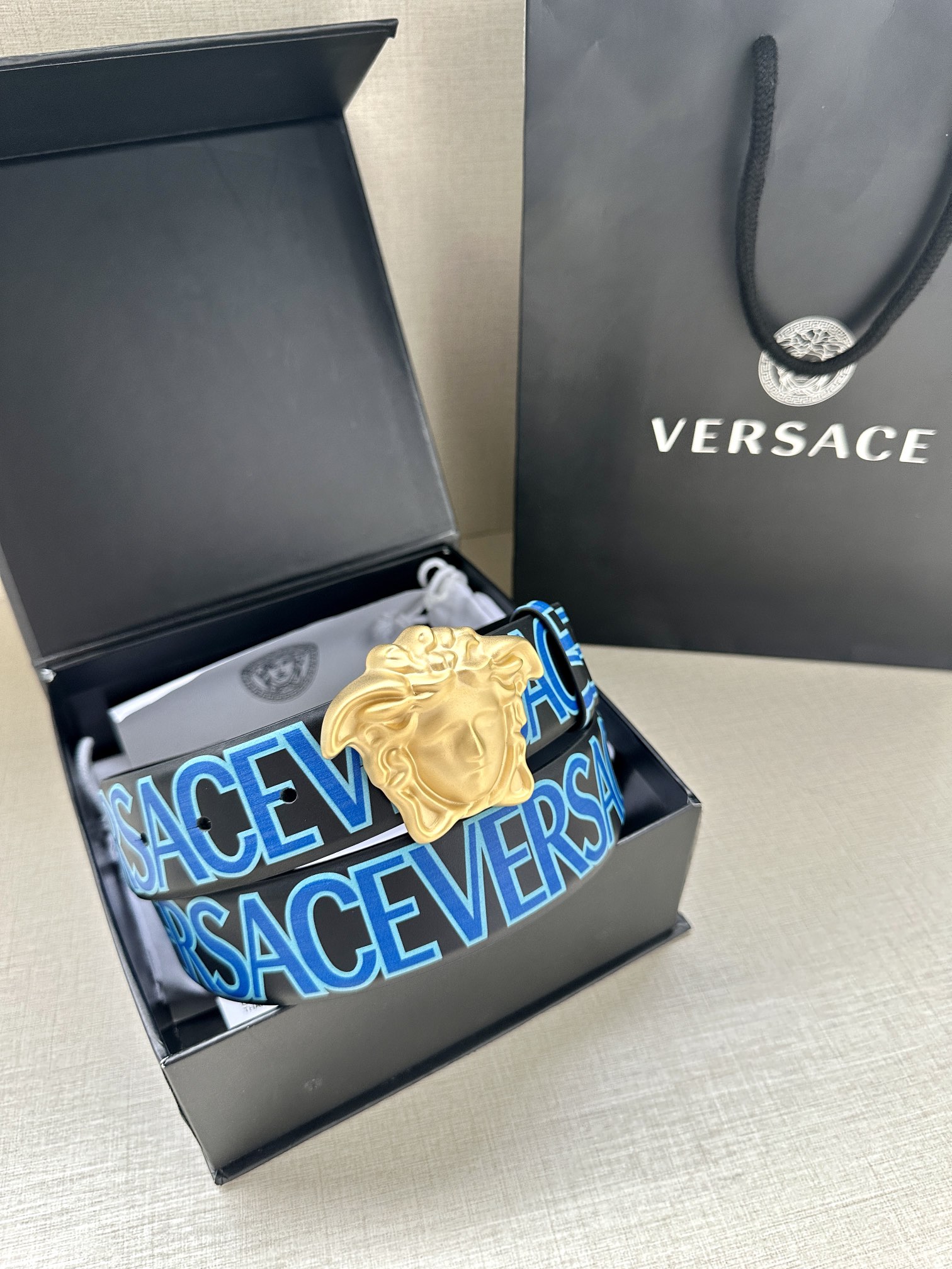 Versace Basic Belt Cow Leather Black S-m