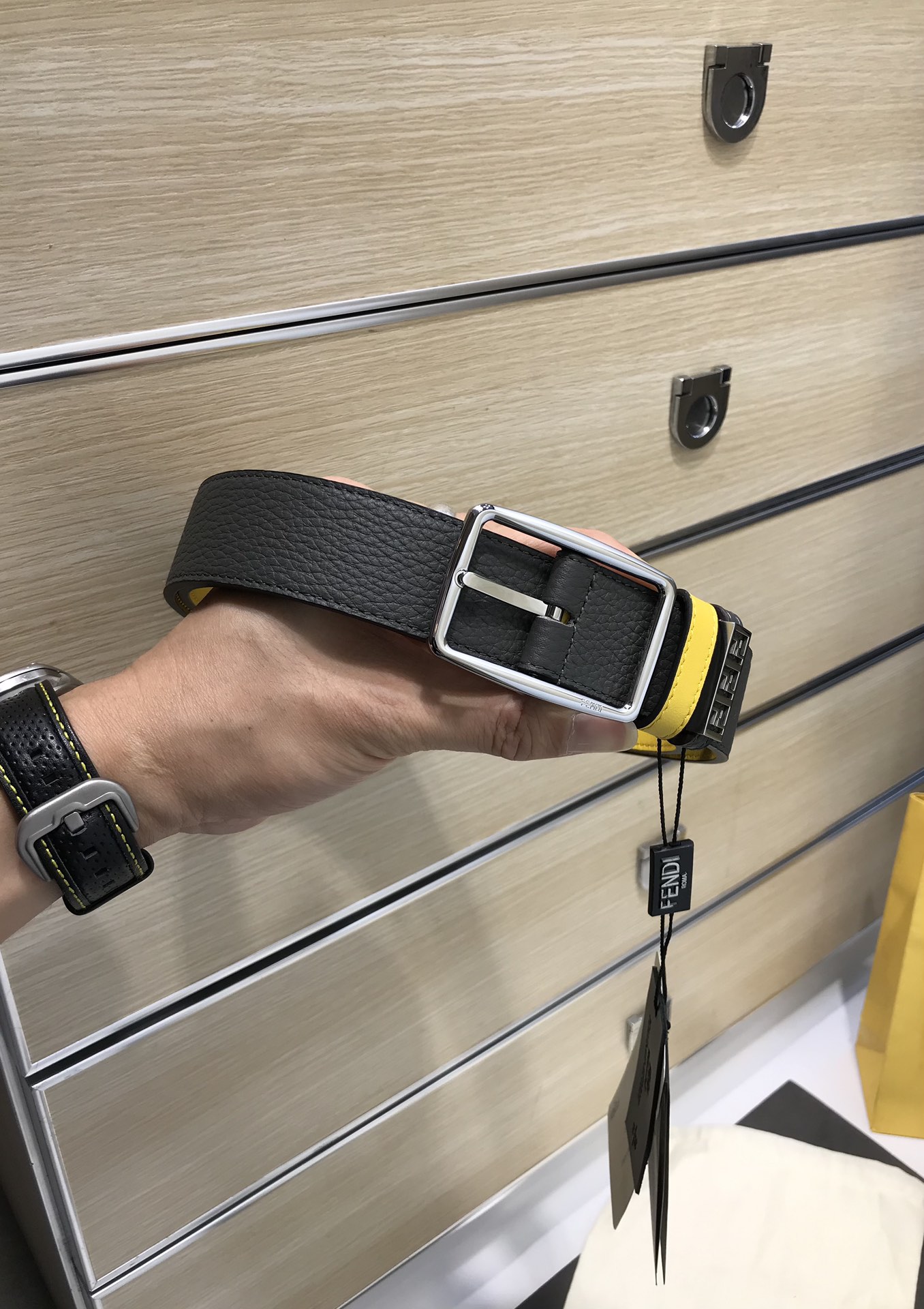 Fendi Leather Belt Cow Leather 35mm