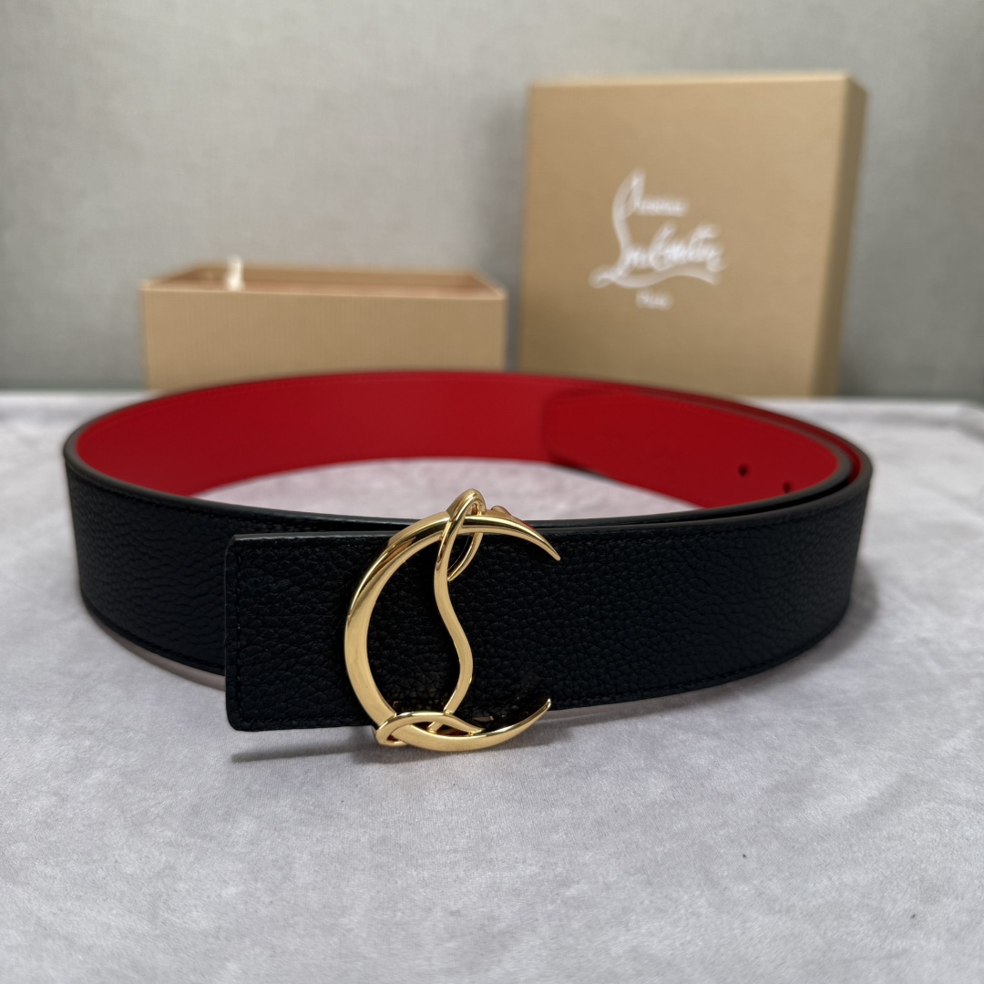 Christian Louboutin Male Basic Belt Cow Leather Black S-l