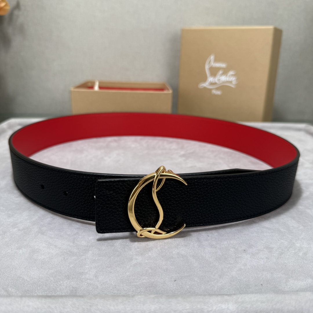 Christian Louboutin Male Basic Belt Cow Leather Black S-l