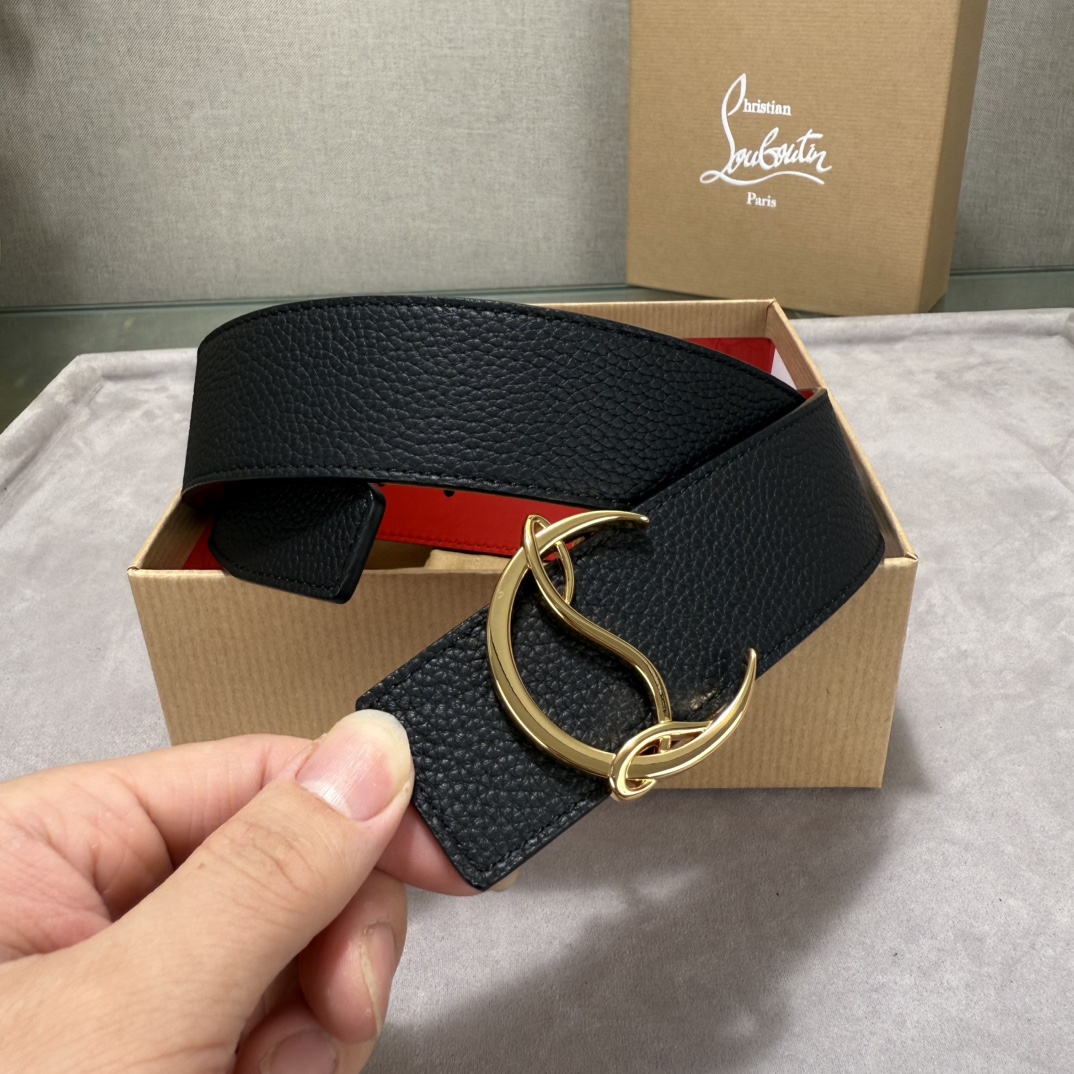 Christian Louboutin Male Basic Belt Cow Leather Black S-l