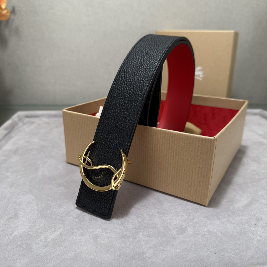 Christian Louboutin Male Basic Belt Cow Leather Black S-l