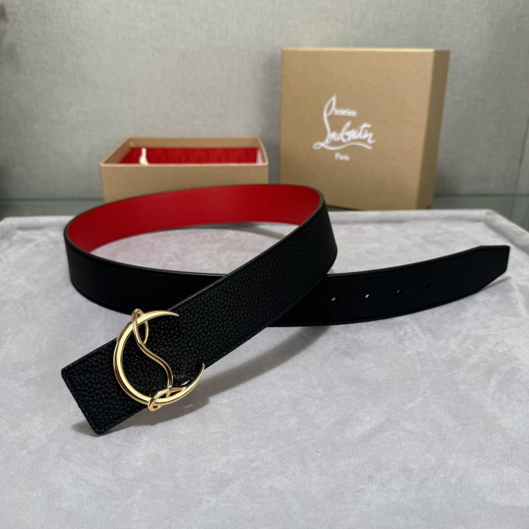 Christian Louboutin Male Basic Belt Cow Leather Black S-l