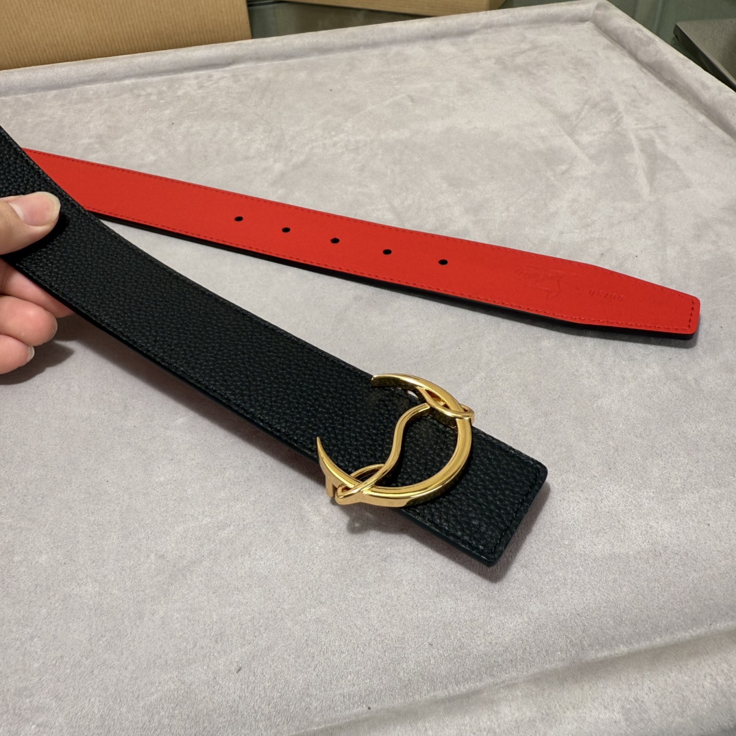 Christian Louboutin Male Basic Belt Cow Leather Black S-l