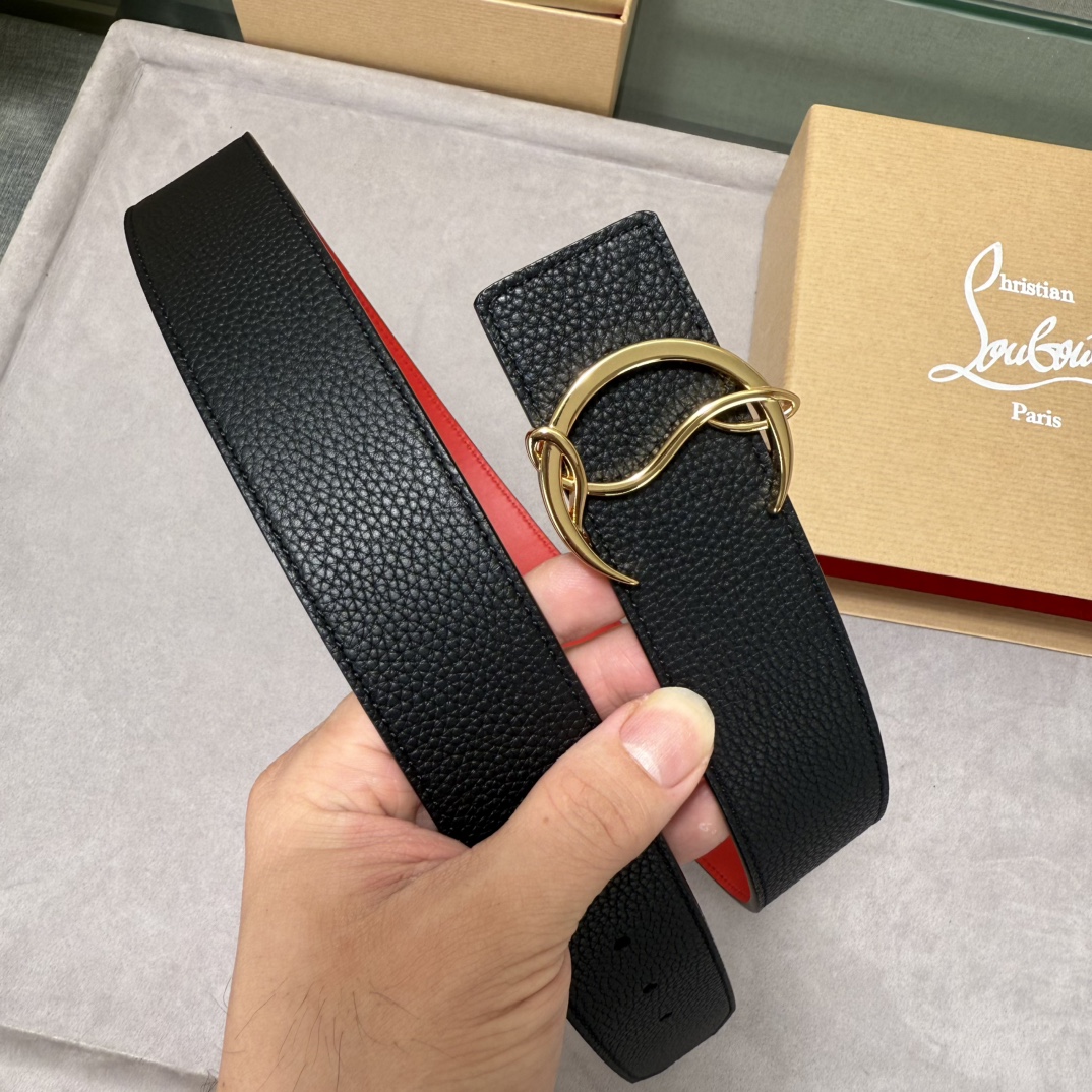Christian Louboutin Male Basic Belt Cow Leather Black S-l