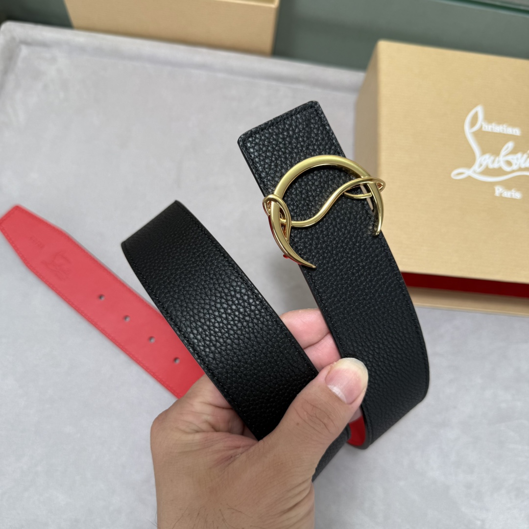 Christian Louboutin Male Basic Belt Cow Leather Black S-l