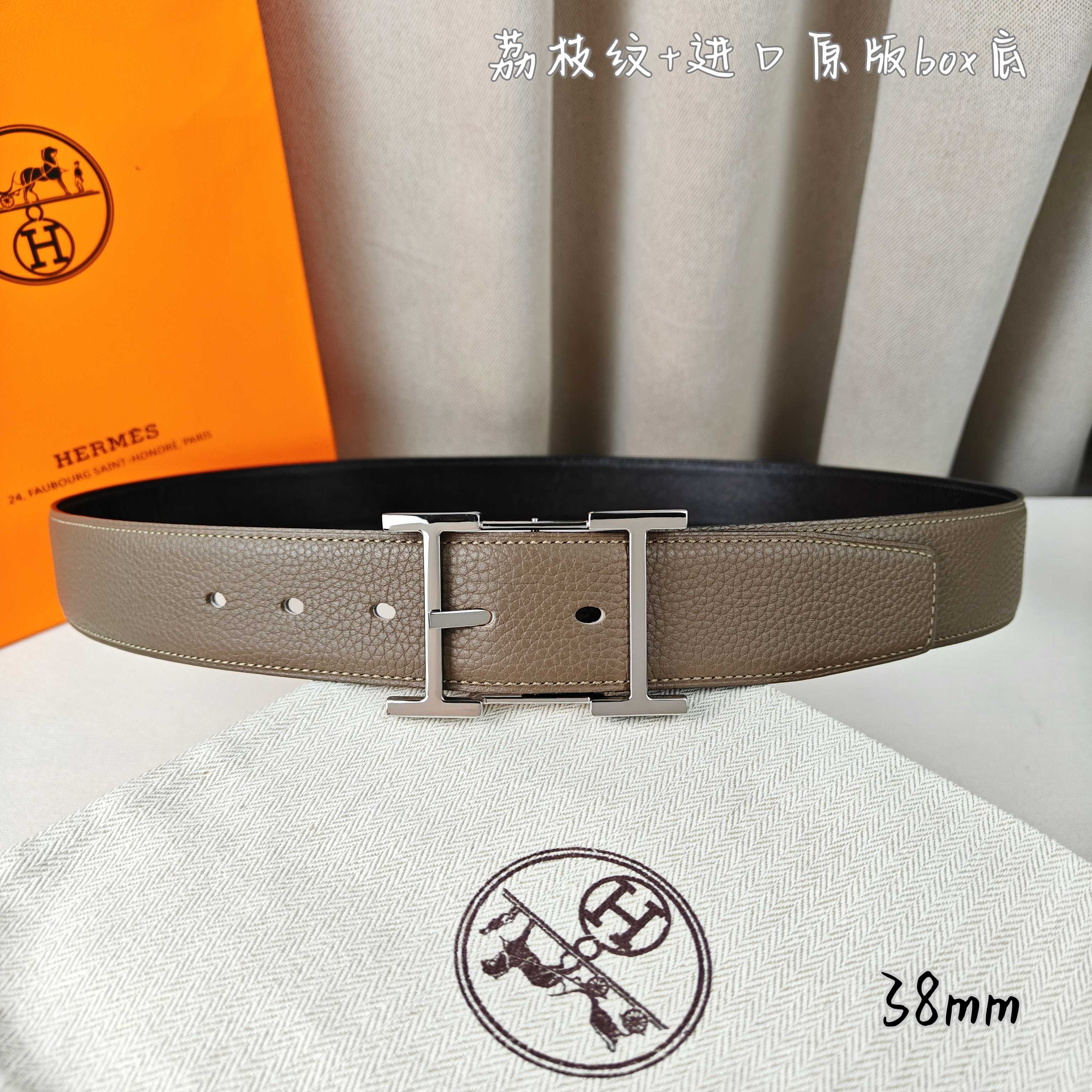 Hermès Basic Belt Top Grain Leather Black 38mm-s-m