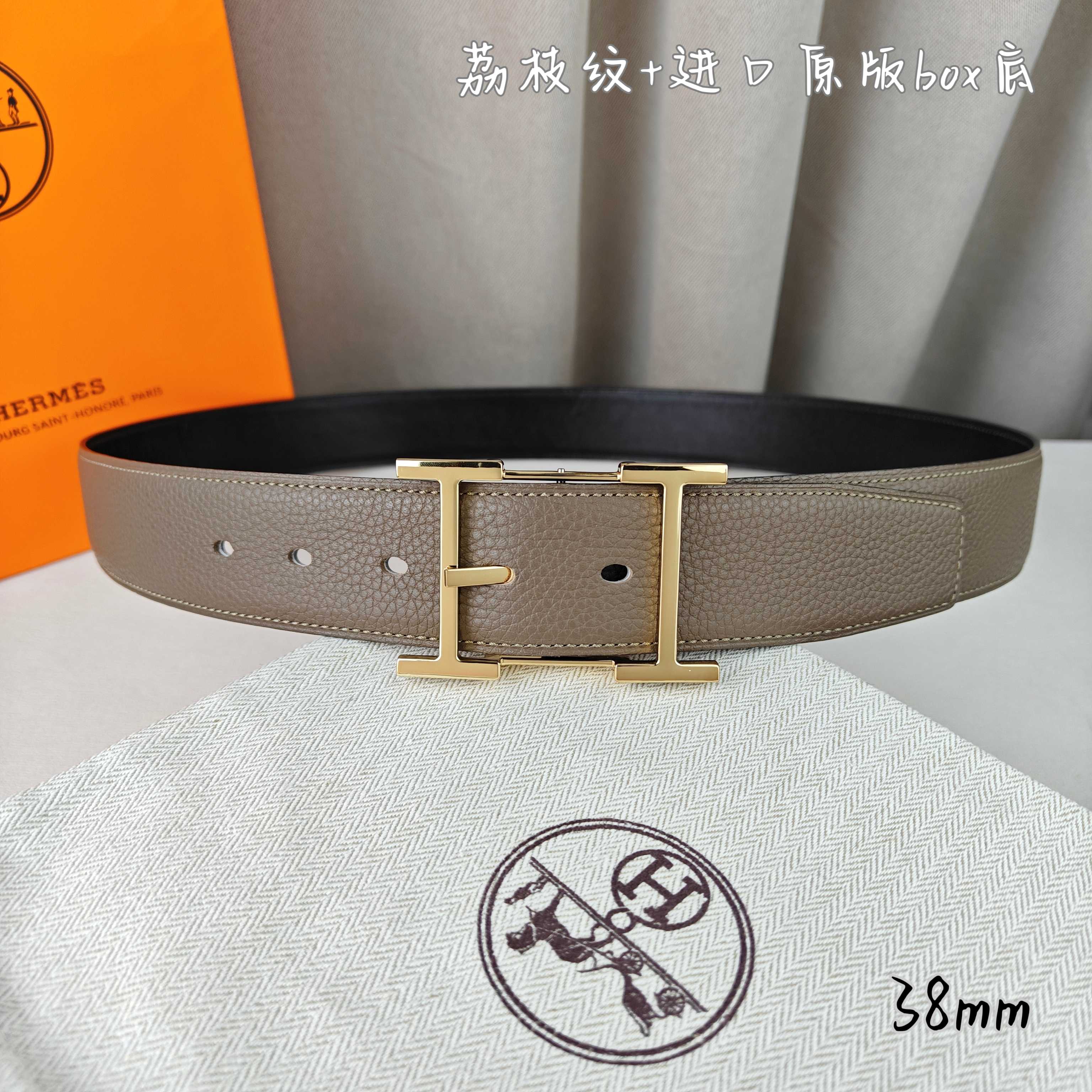 Hermès Basic Belt Top Grain Leather Black 38mm-s-m