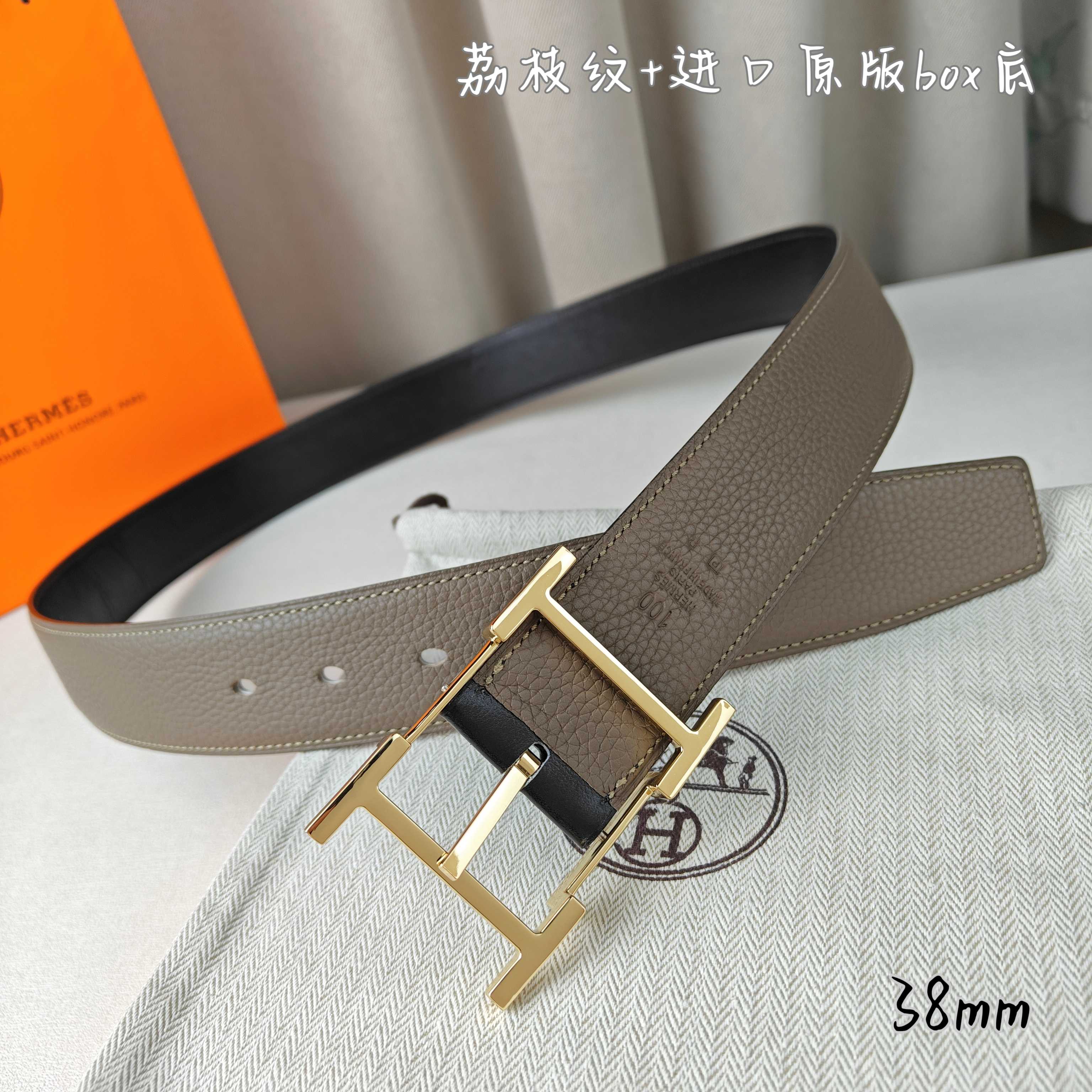 Hermès Basic Belt Top Grain Leather Black 38mm-s-m