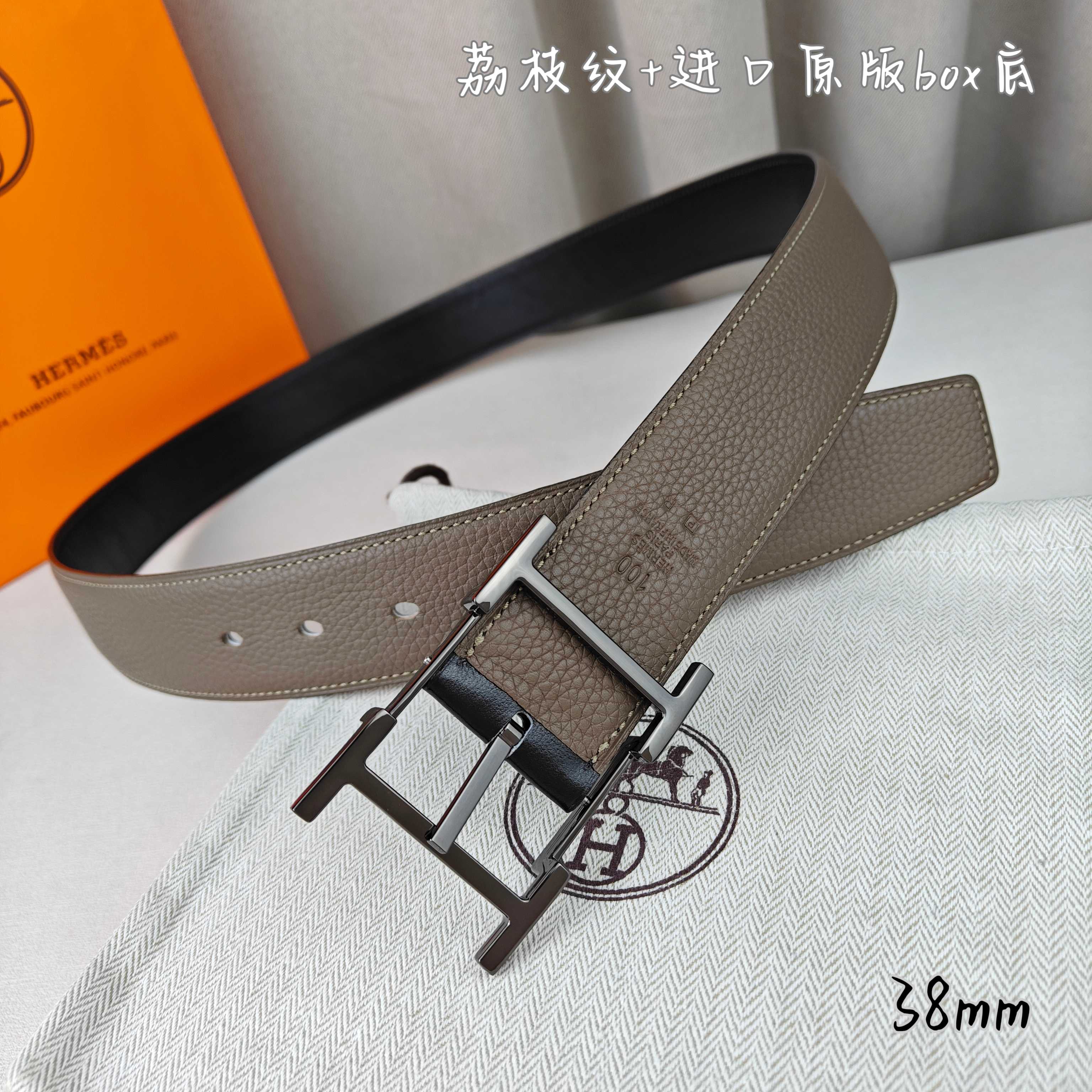 Hermès Basic Belt Top Grain Leather Black 38mm-s-m