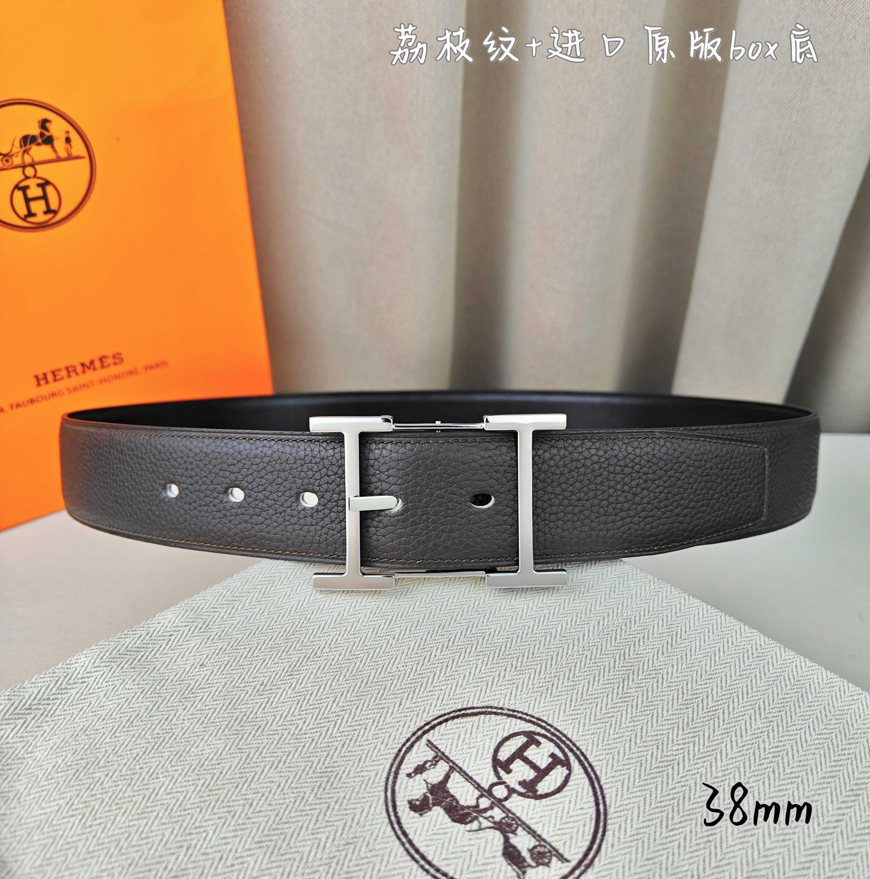 Hermès Basic Belt Top Grain Leather Black 38mm-s-m