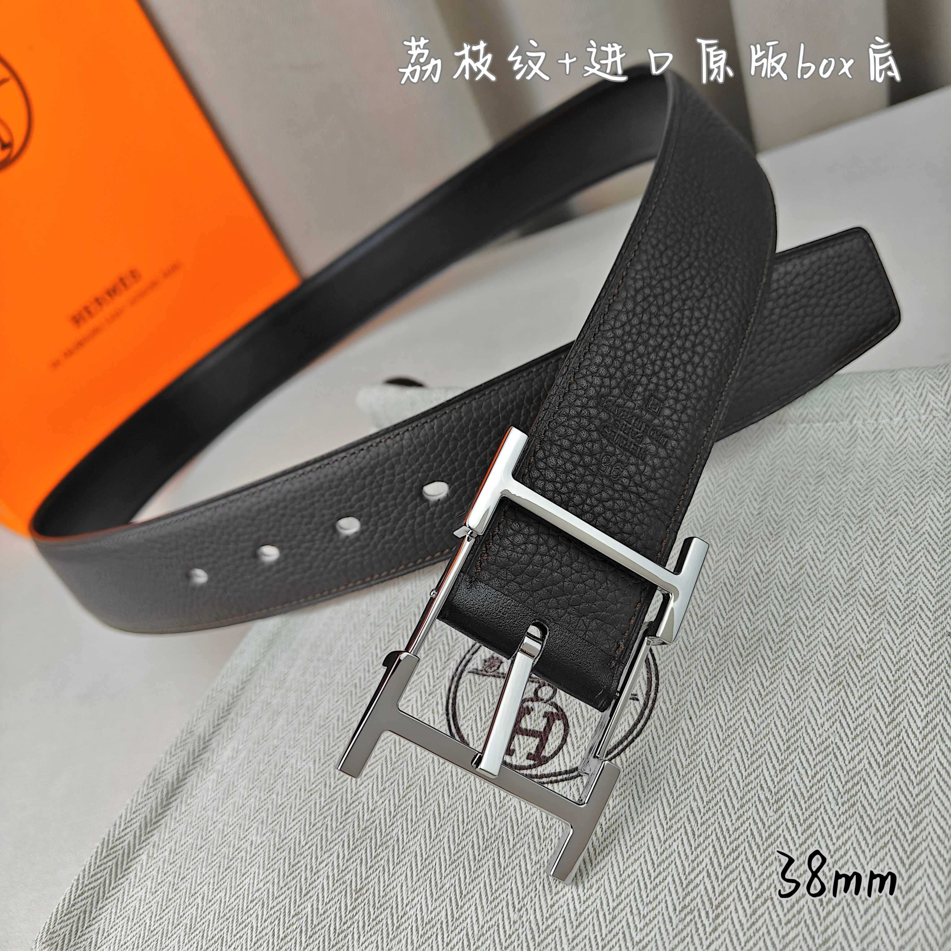 Hermès Basic Belt Top Grain Leather Black 38mm-s-m