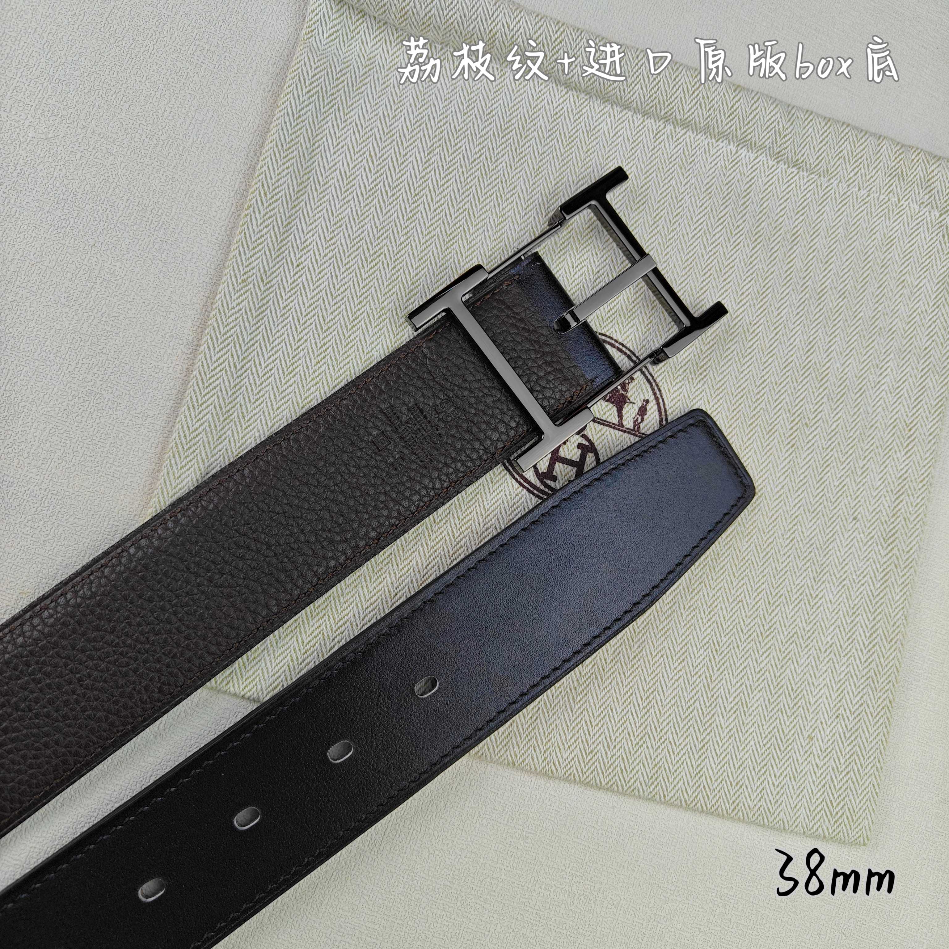 Hermès Basic Belt Top Grain Leather Black 38mm-s-m