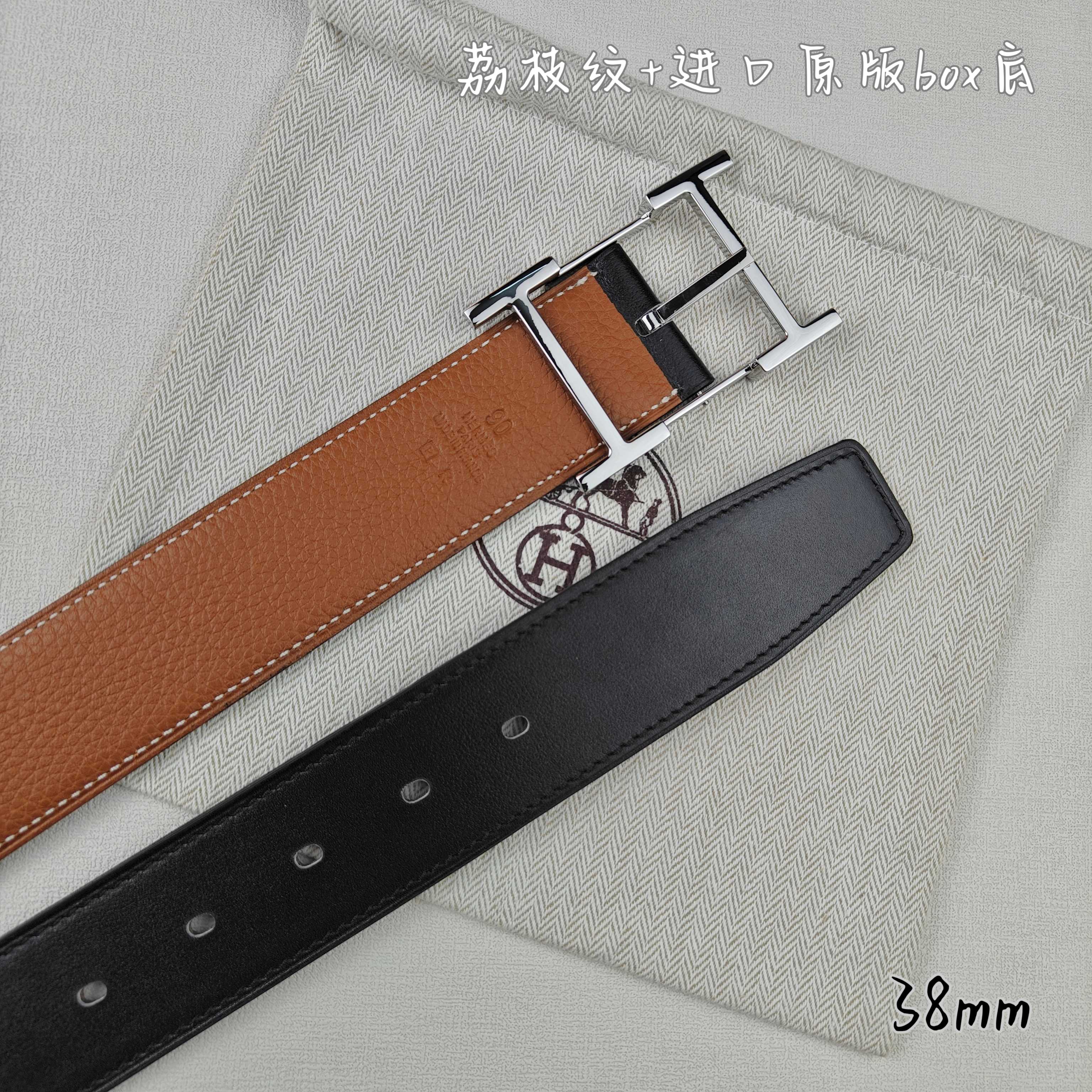 Hermès Basic Belt Top Grain Leather Black 38mm-s-m