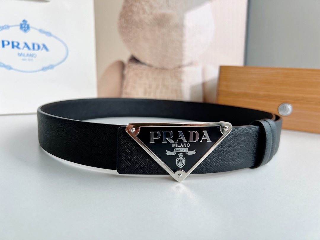 Prada Male Leather Belt Cow Leather M-l