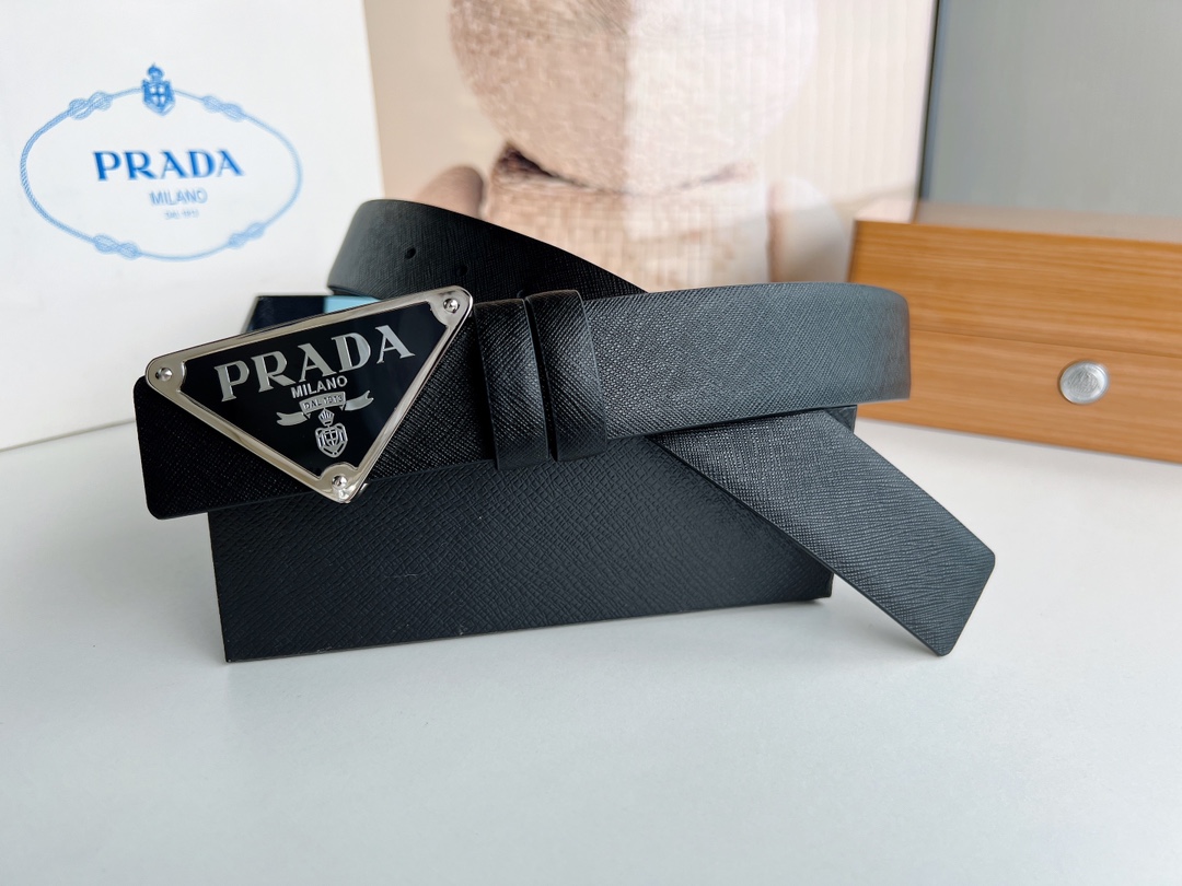 Prada Male Leather Belt Cow Leather M-l