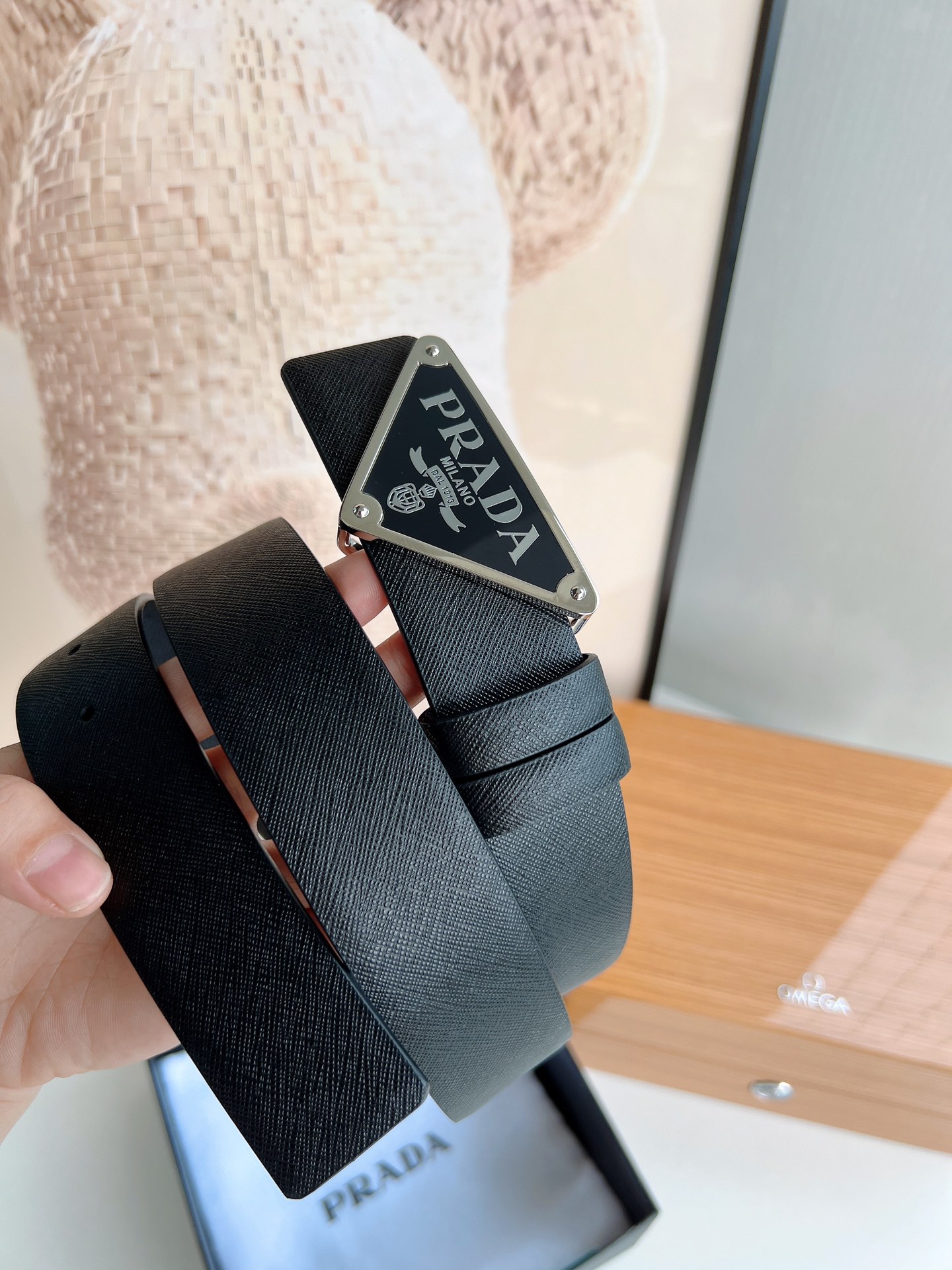 Prada Male Leather Belt Cow Leather M-l