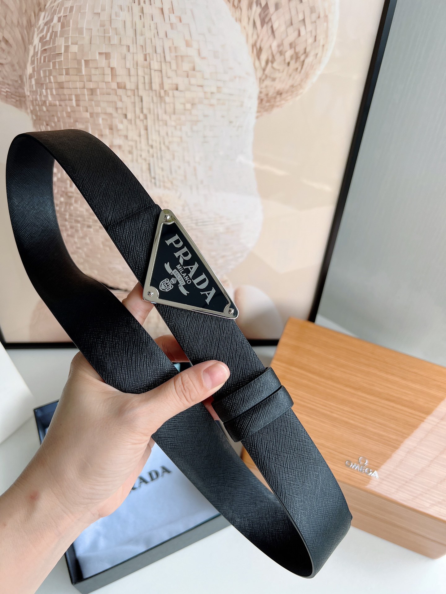 Prada Male Leather Belt Cow Leather M-l