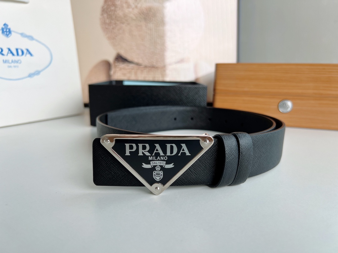 Prada Male Leather Belt Cow Leather M-l