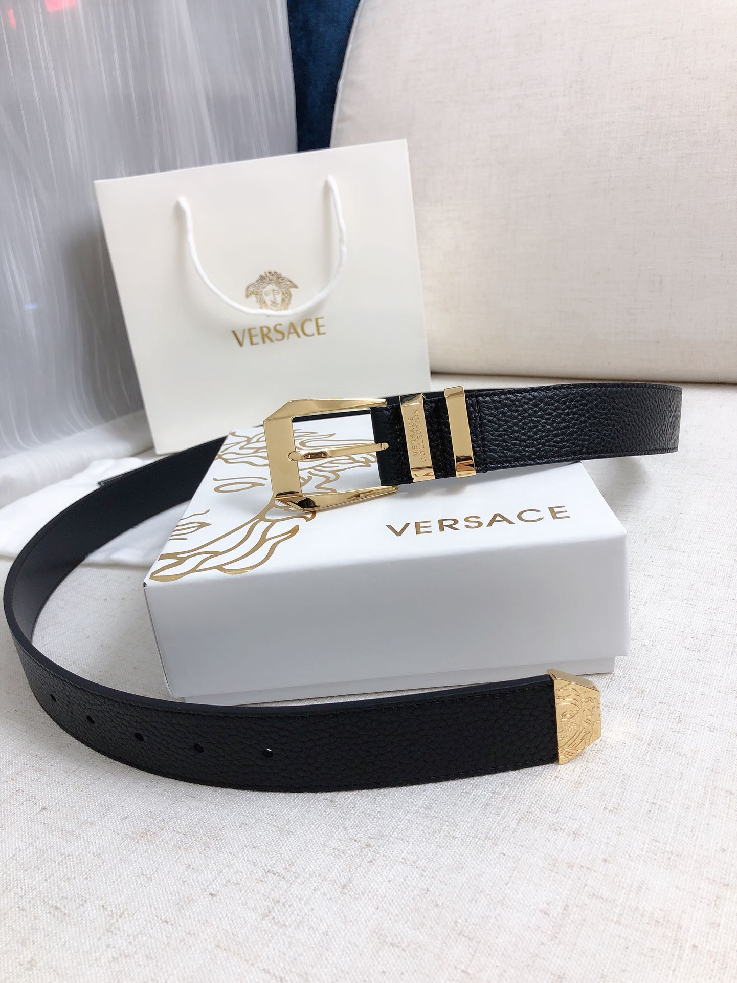 Versace Leather Belt Cow Leather M