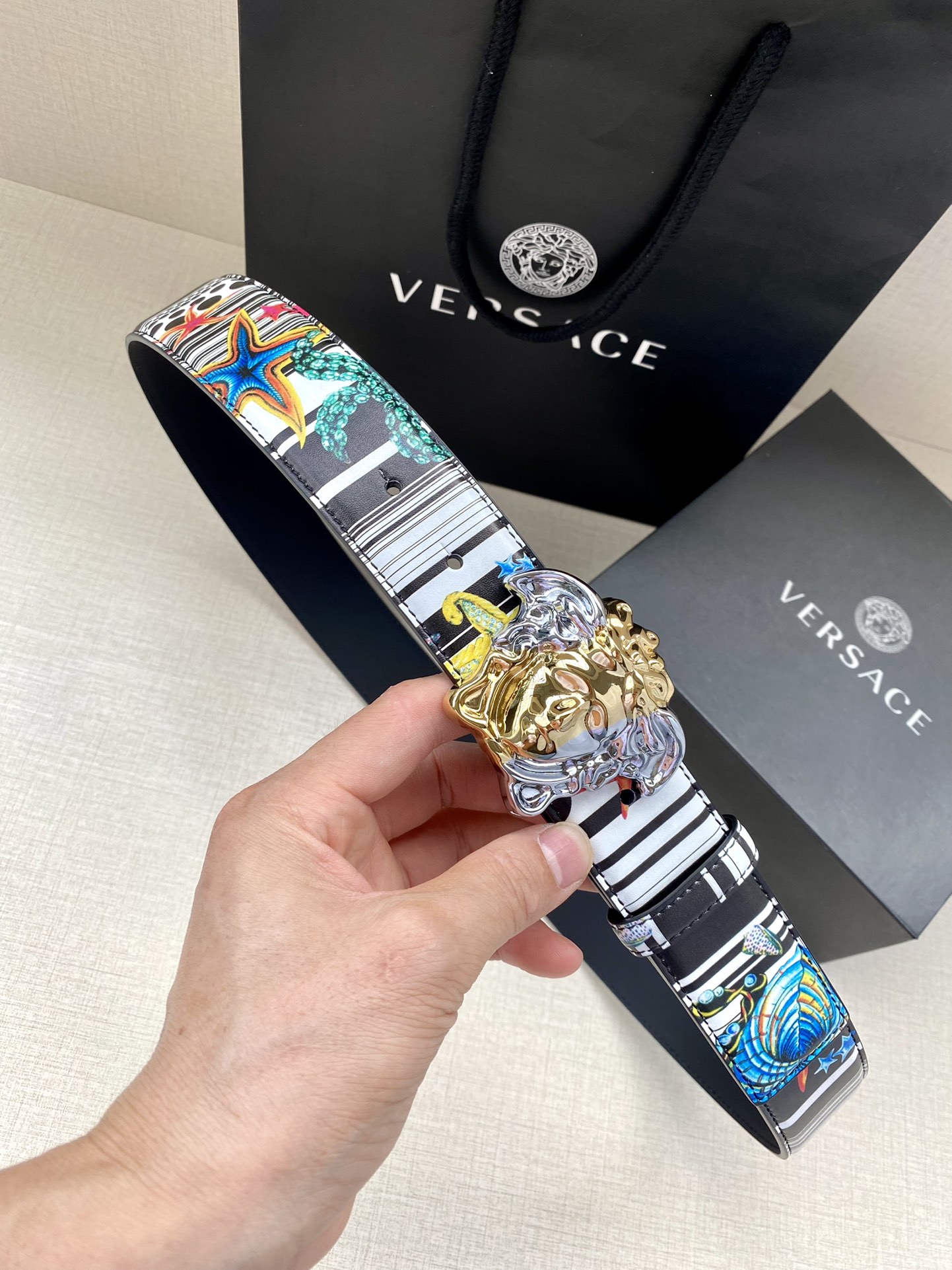 Versace Leather Belt Cow Leather S-m-l