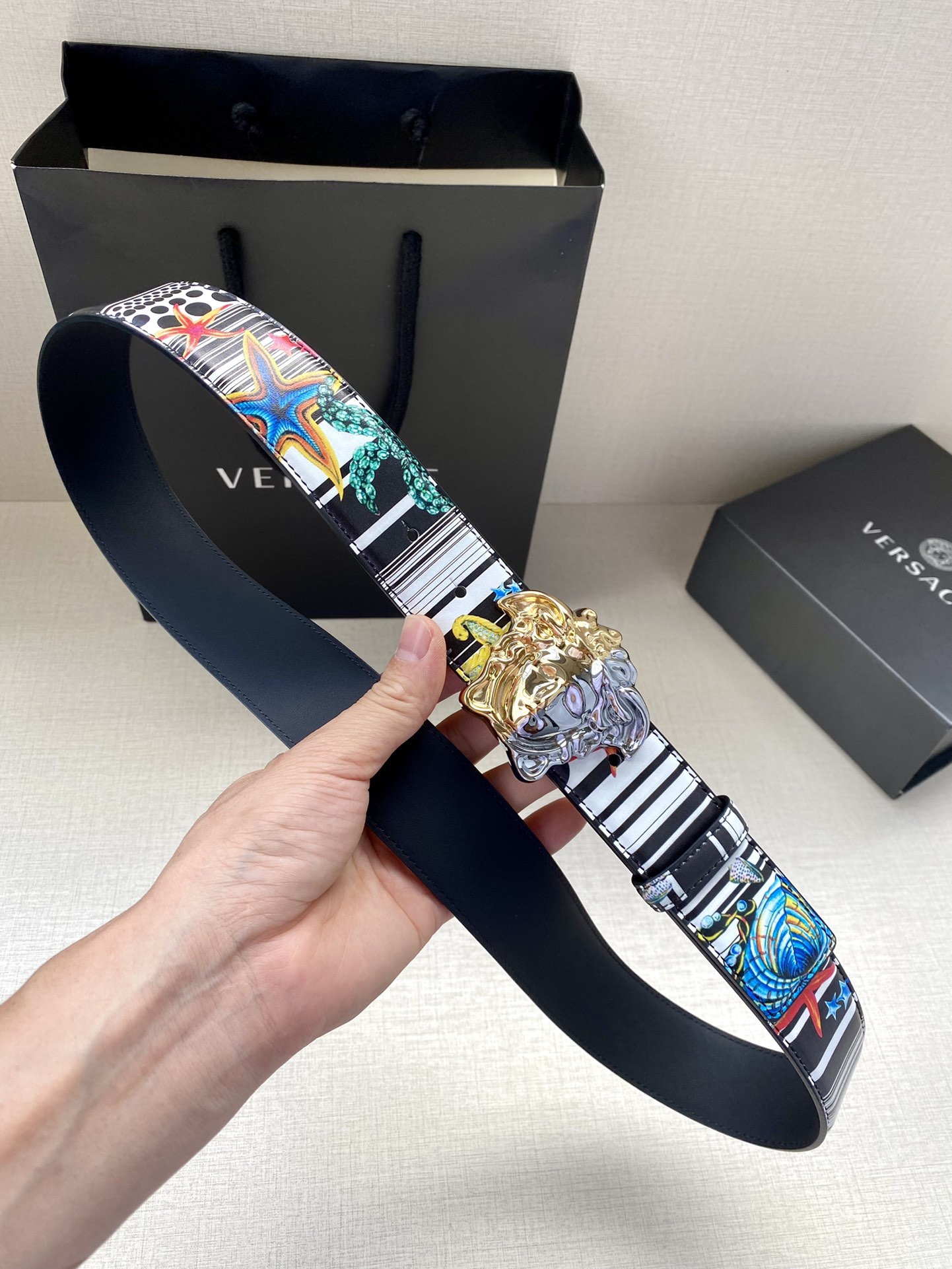 Versace Leather Belt Cow Leather S-m-l