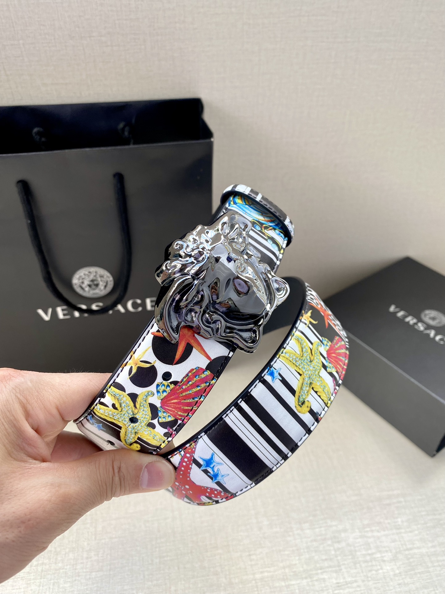 Versace Leather Belt Cow Leather S-m-l