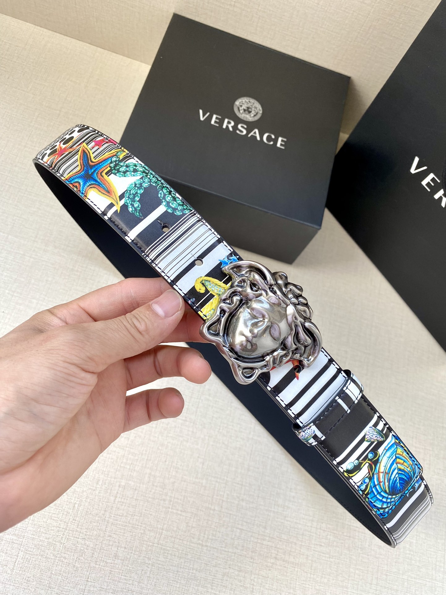 Versace Leather Belt Cow Leather S-m-l