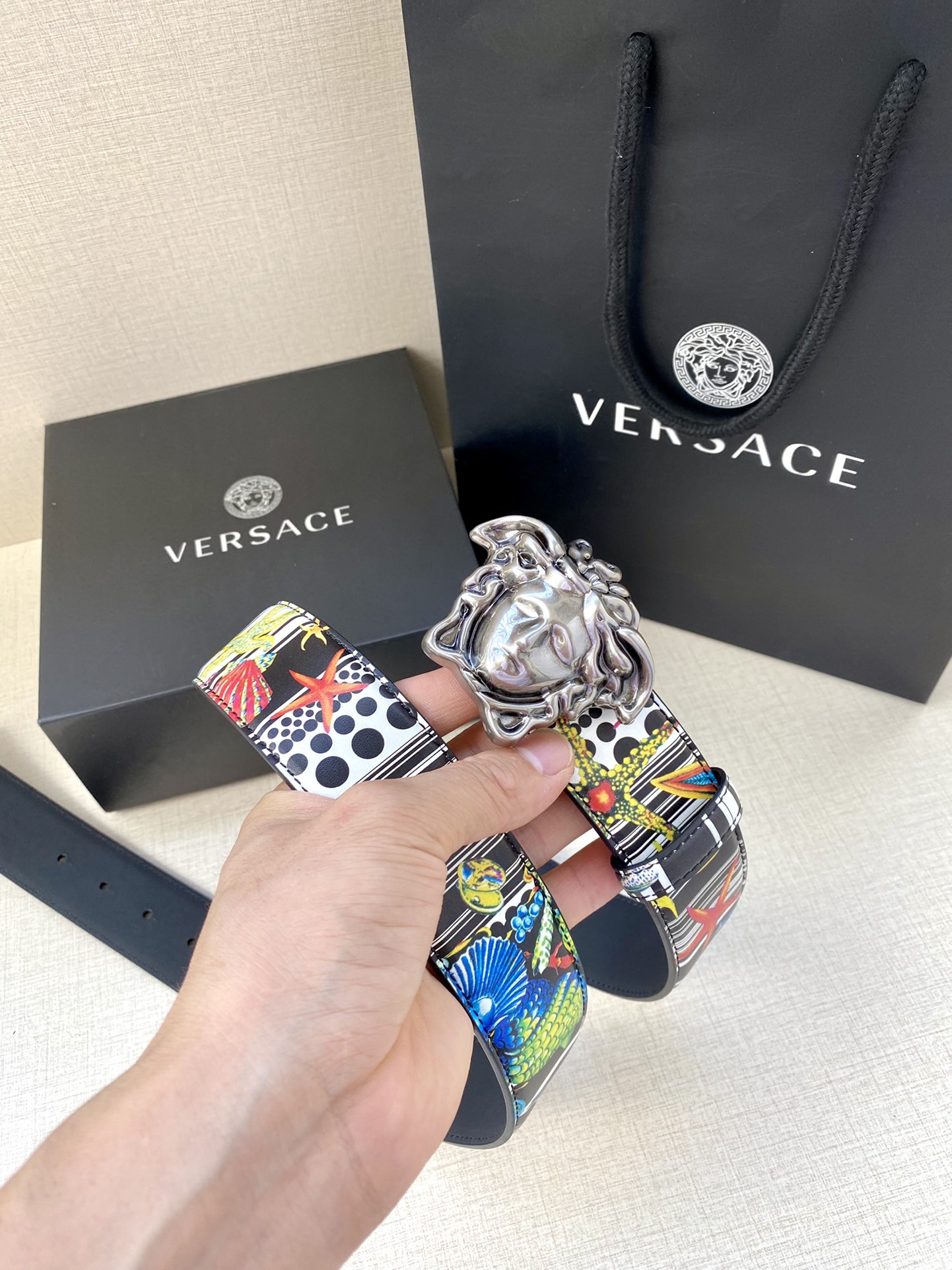 Versace Leather Belt Cow Leather S-m-l
