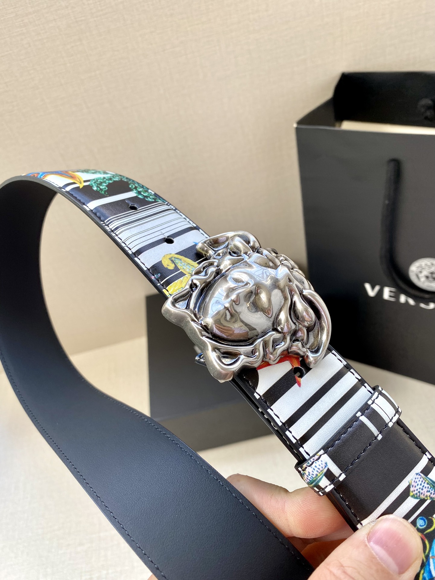 Versace Leather Belt Cow Leather S-m-l