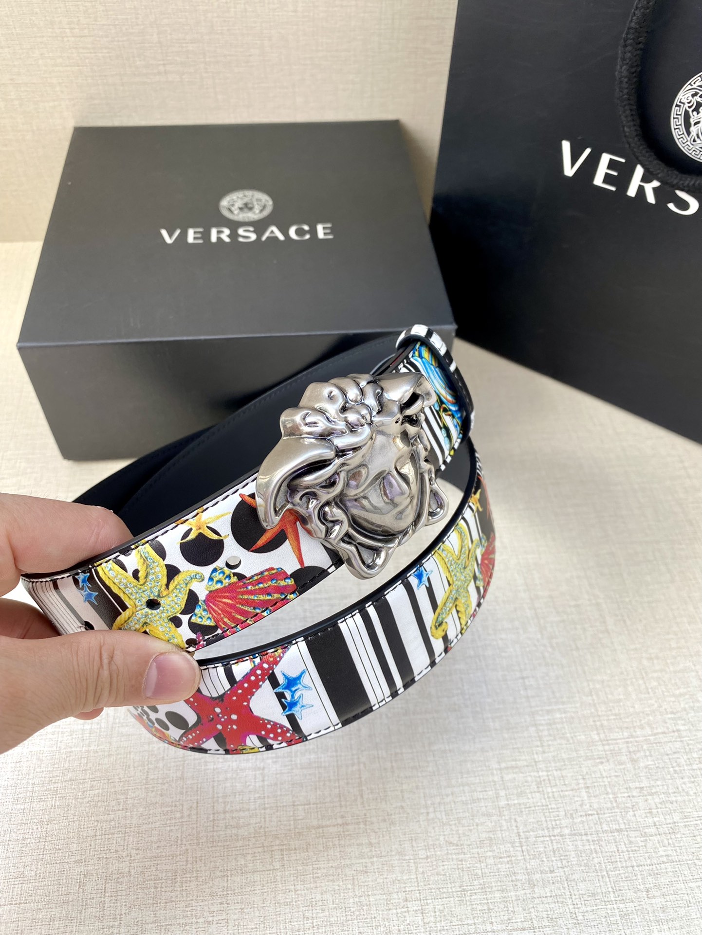 Versace Leather Belt Cow Leather S-m-l