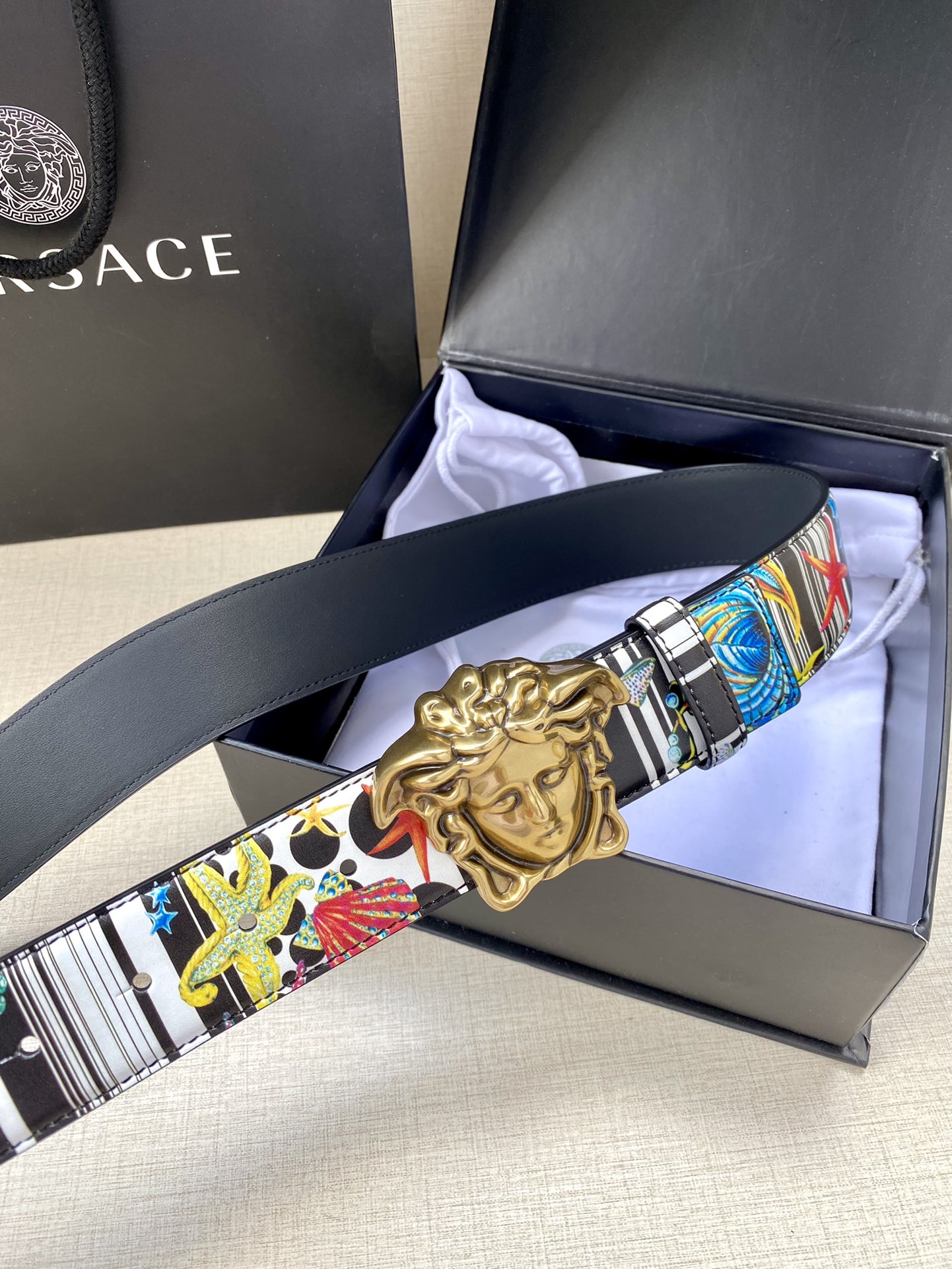 Versace Leather Belt Cow Leather S-m-l