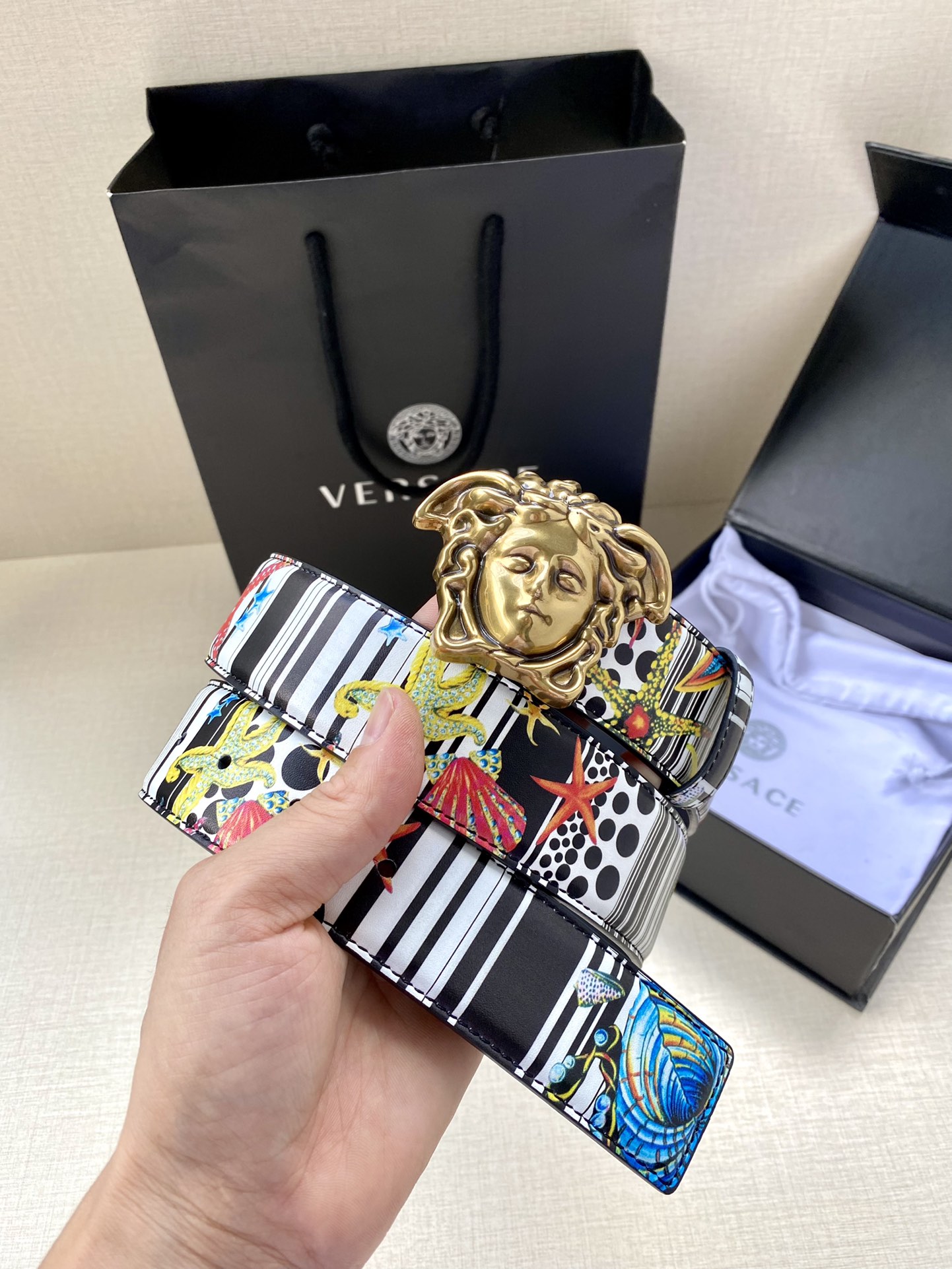 Versace Leather Belt Cow Leather S-m-l