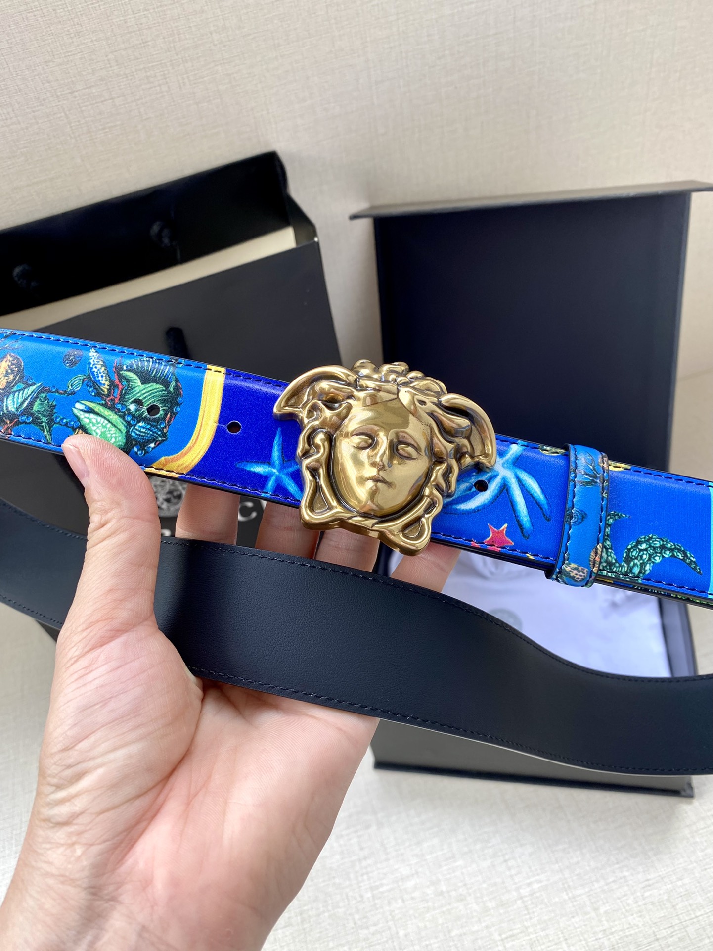 Versace Leather Belt Cow Leather S-m-l