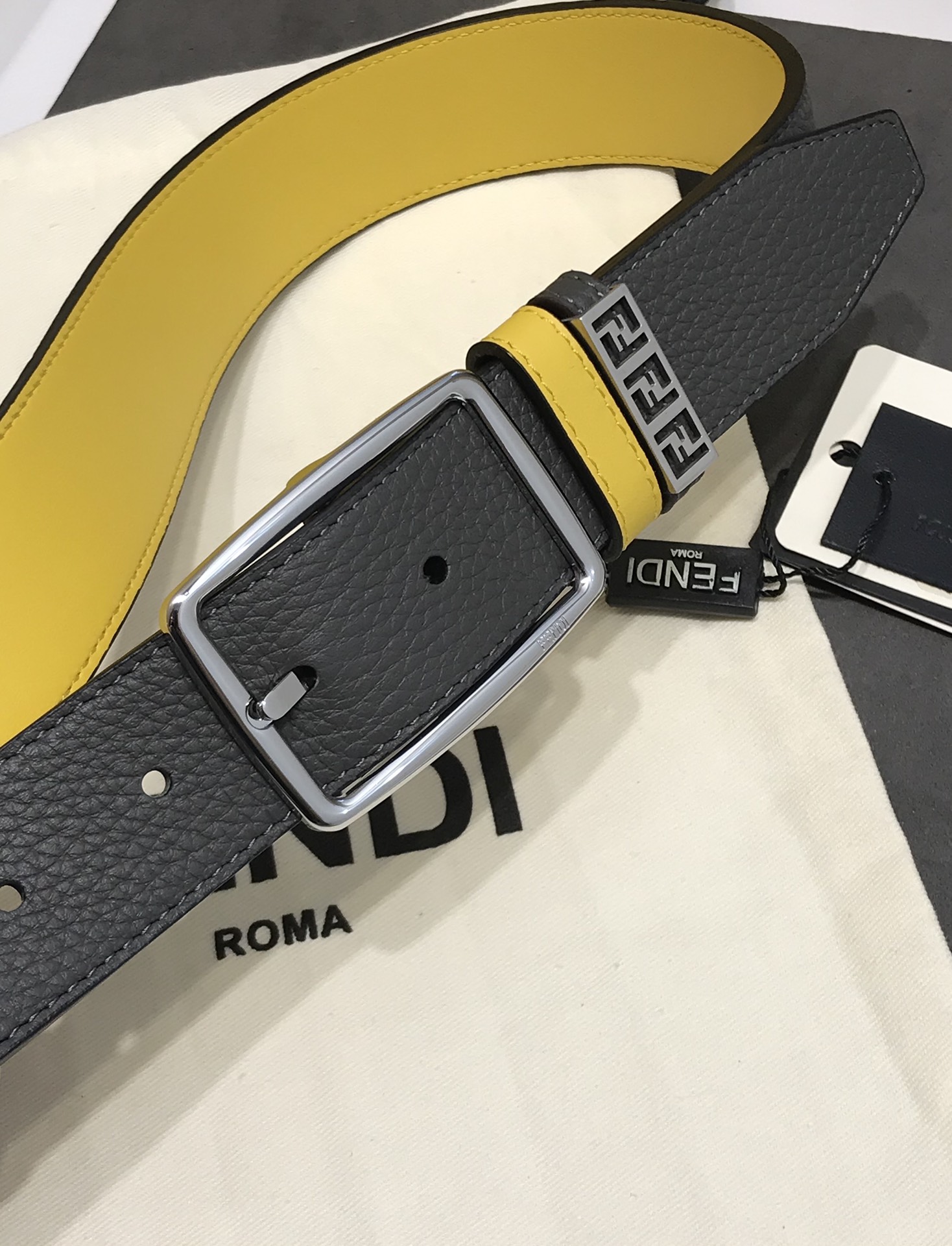 Fendi Leather Belt Cow Leather 35mm