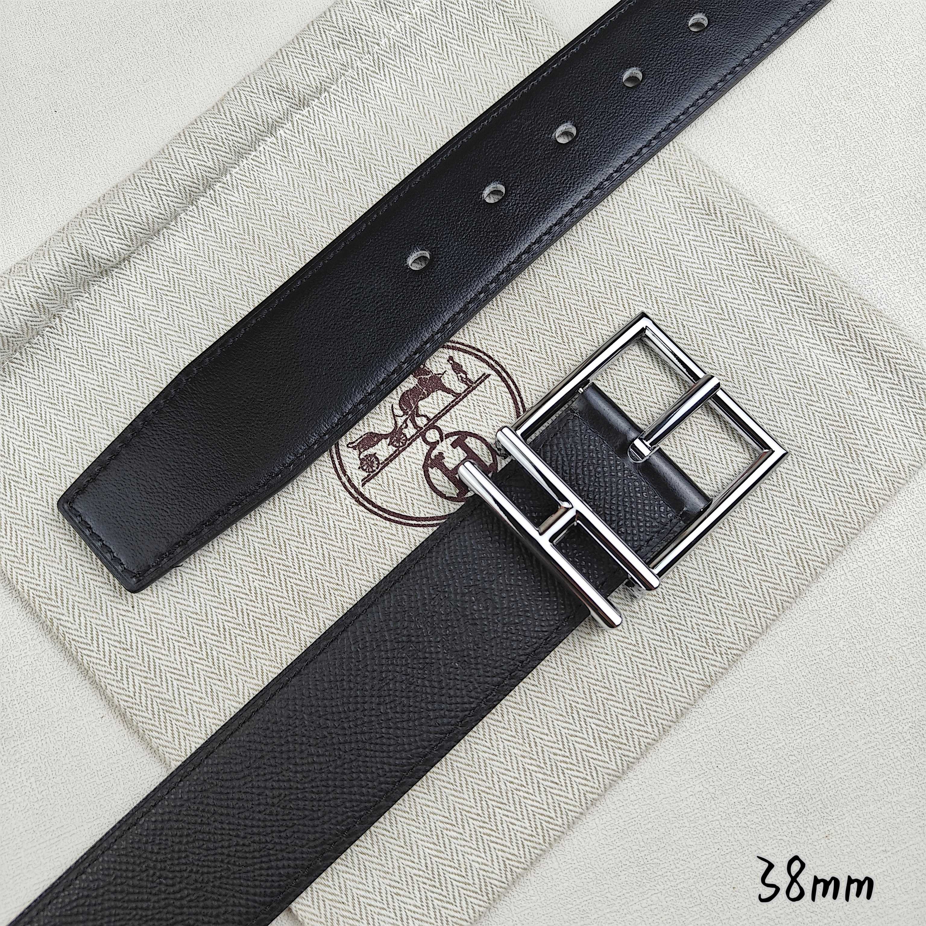 Hermès Basic Belt Top Grain Leather Black 38mm-s-m