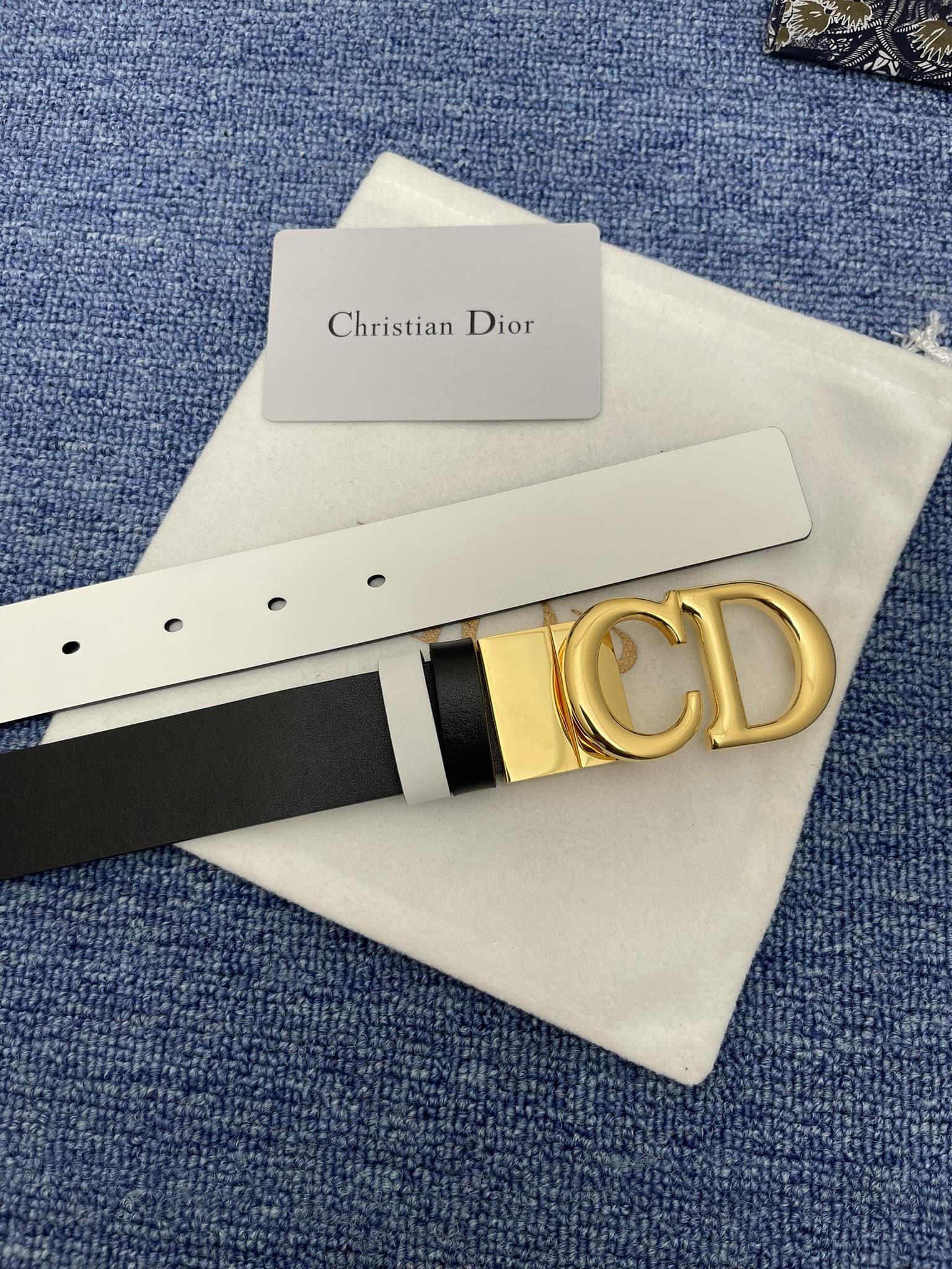 Dior Female Basic Belt Cow Leather Black Adjustable S-m