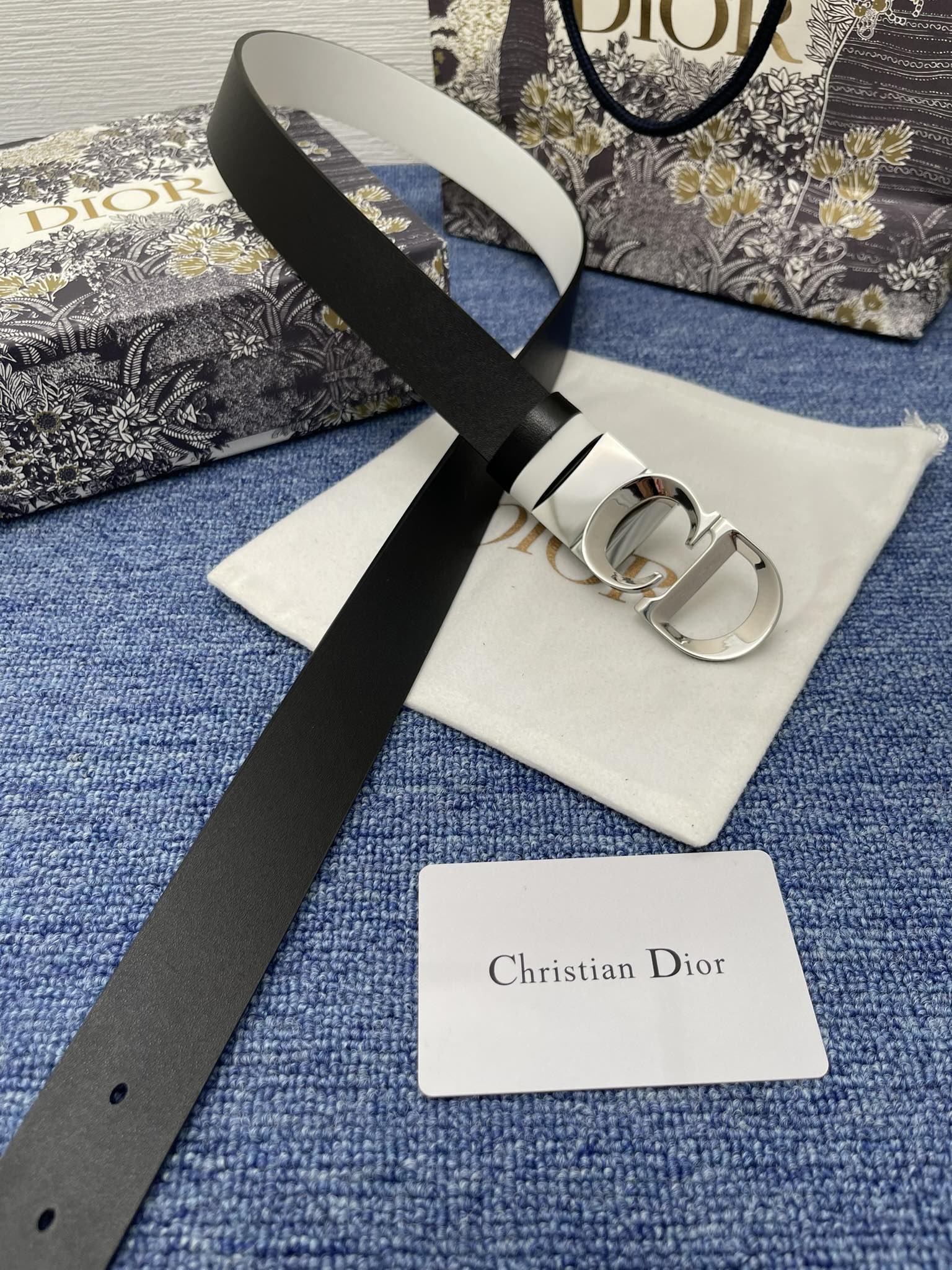 Dior Female Basic Belt Cow Leather Black Adjustable S-m