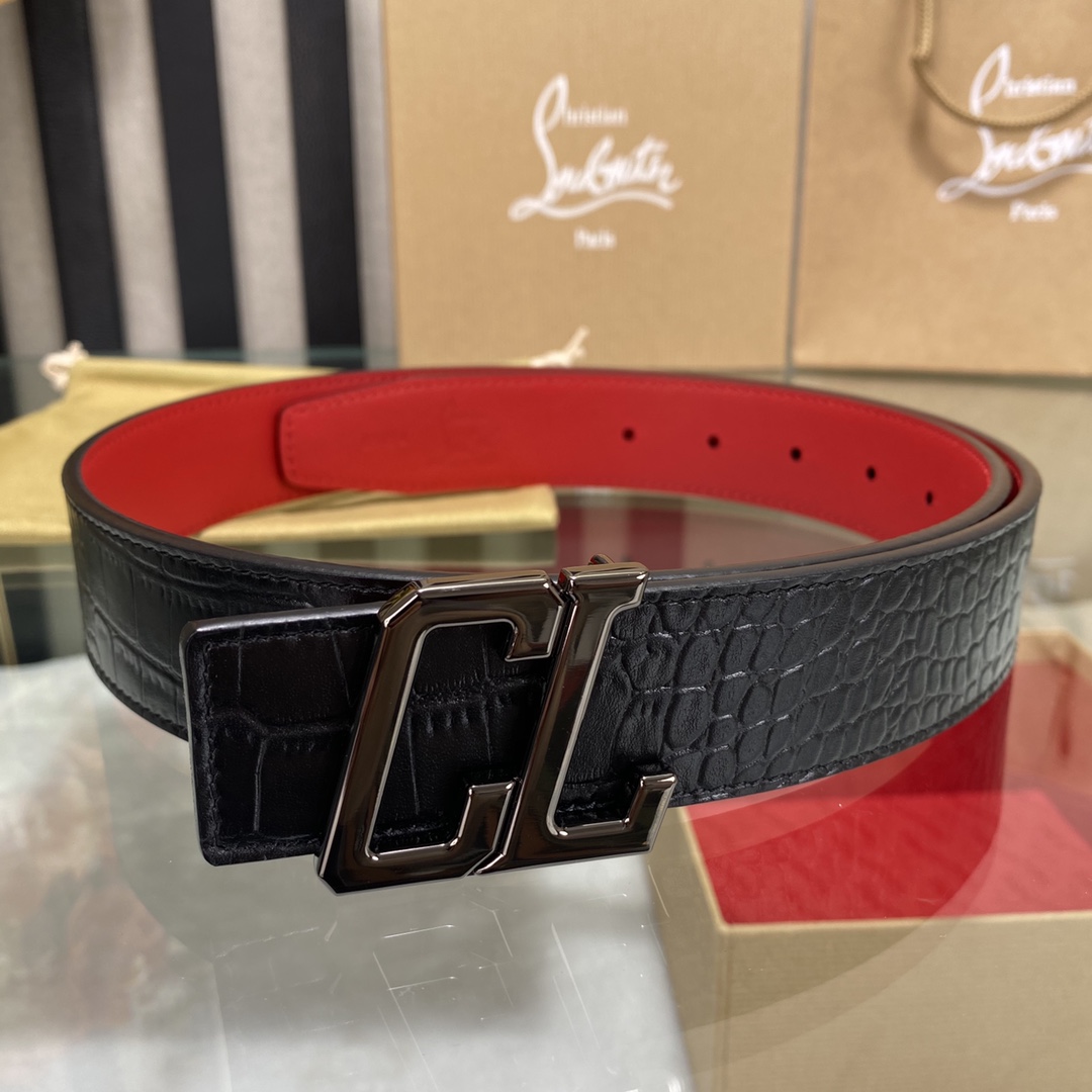 Christian Louboutin Male Basic Belt Cow Leather Black S-l