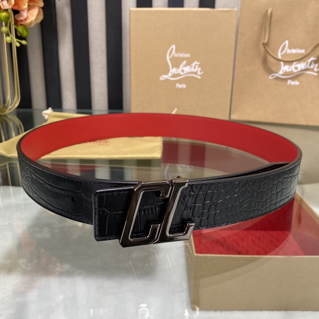 Christian Louboutin Male Basic Belt Cow Leather Black S-l
