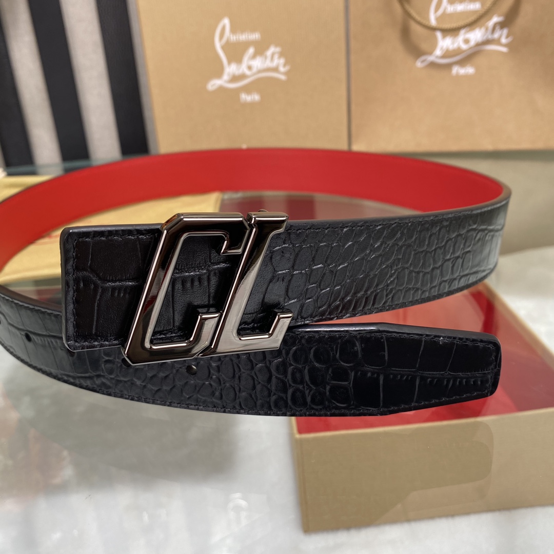 Christian Louboutin Male Basic Belt Cow Leather Black S-l