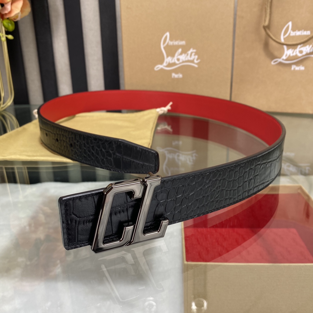 Christian Louboutin Male Basic Belt Cow Leather Black S-l
