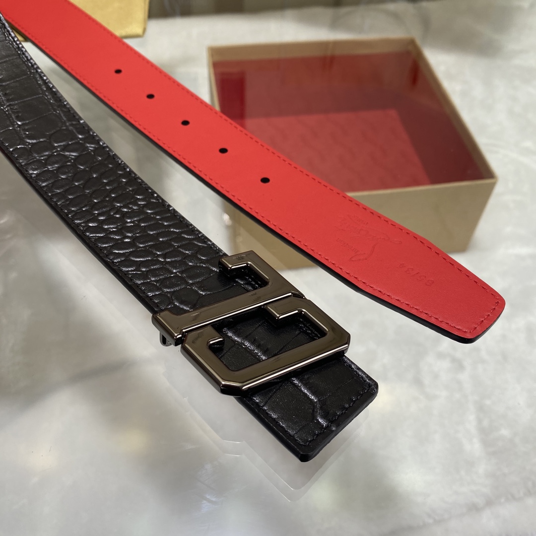 Christian Louboutin Male Basic Belt Cow Leather Black S-l